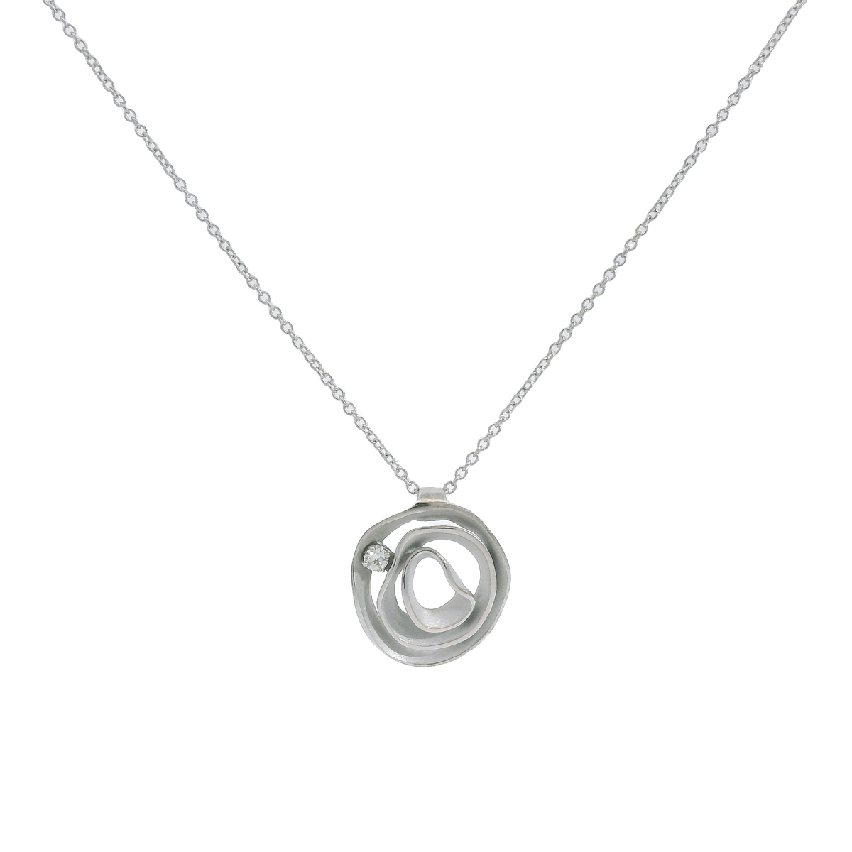 Estate Annamaria Cammilli 18k White Gold Dune Diamond Pendant Necklace 18&quot;