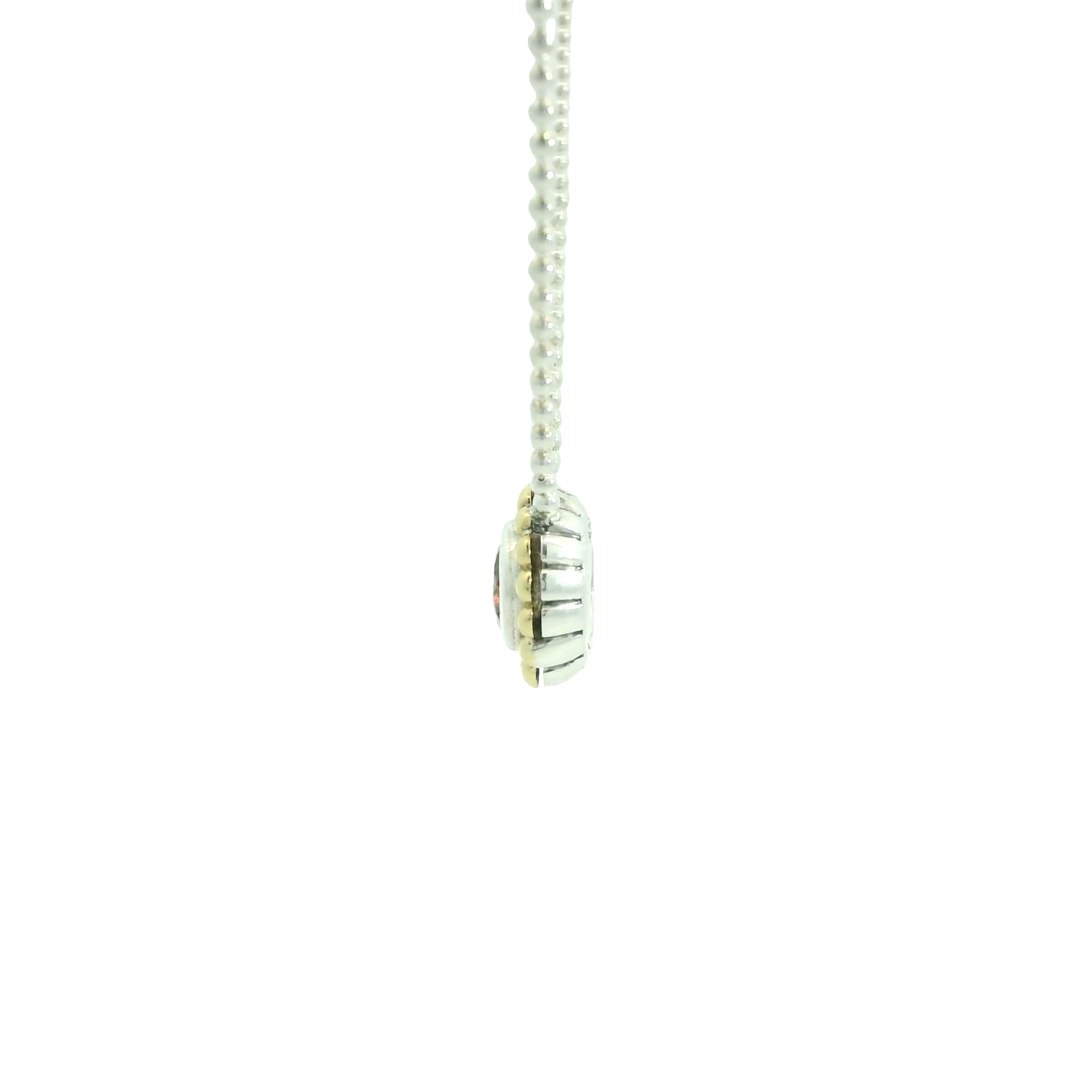 Estate Lagos Sterling Silver & 18k Yellow Gold Garnet Pendant Necklace 18"