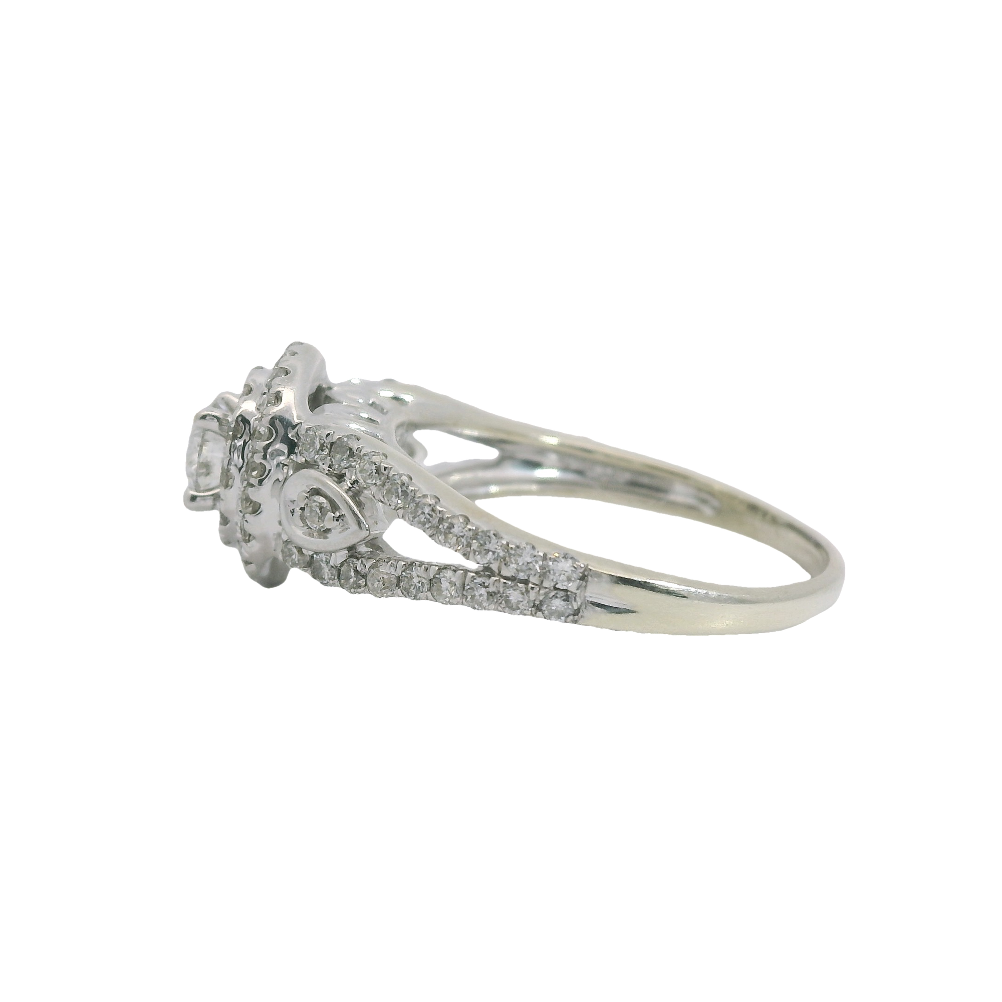 Estate 14k White Gold Diamond Halo Engagement Ring-1.02CTW