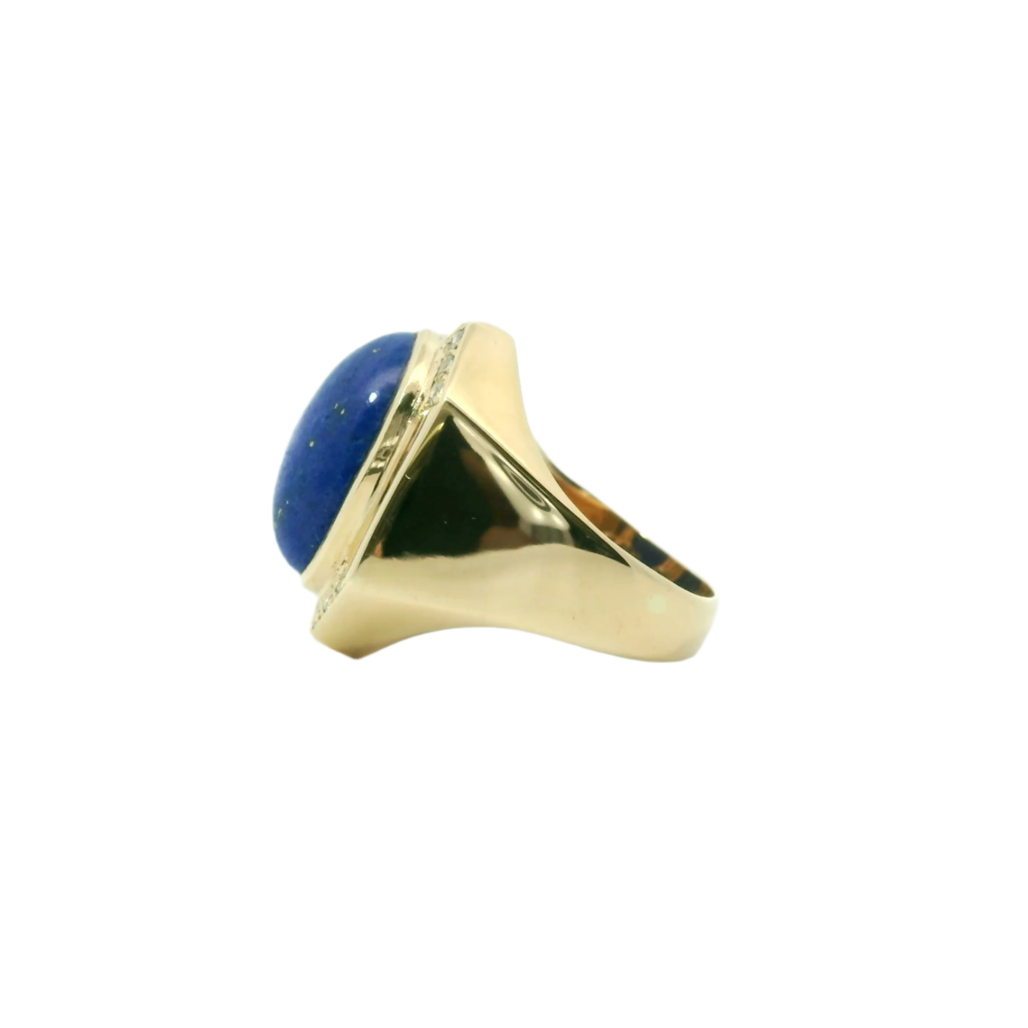 Vintage 14k Yellow Gold Lapis Lazuli and Diamond Ring