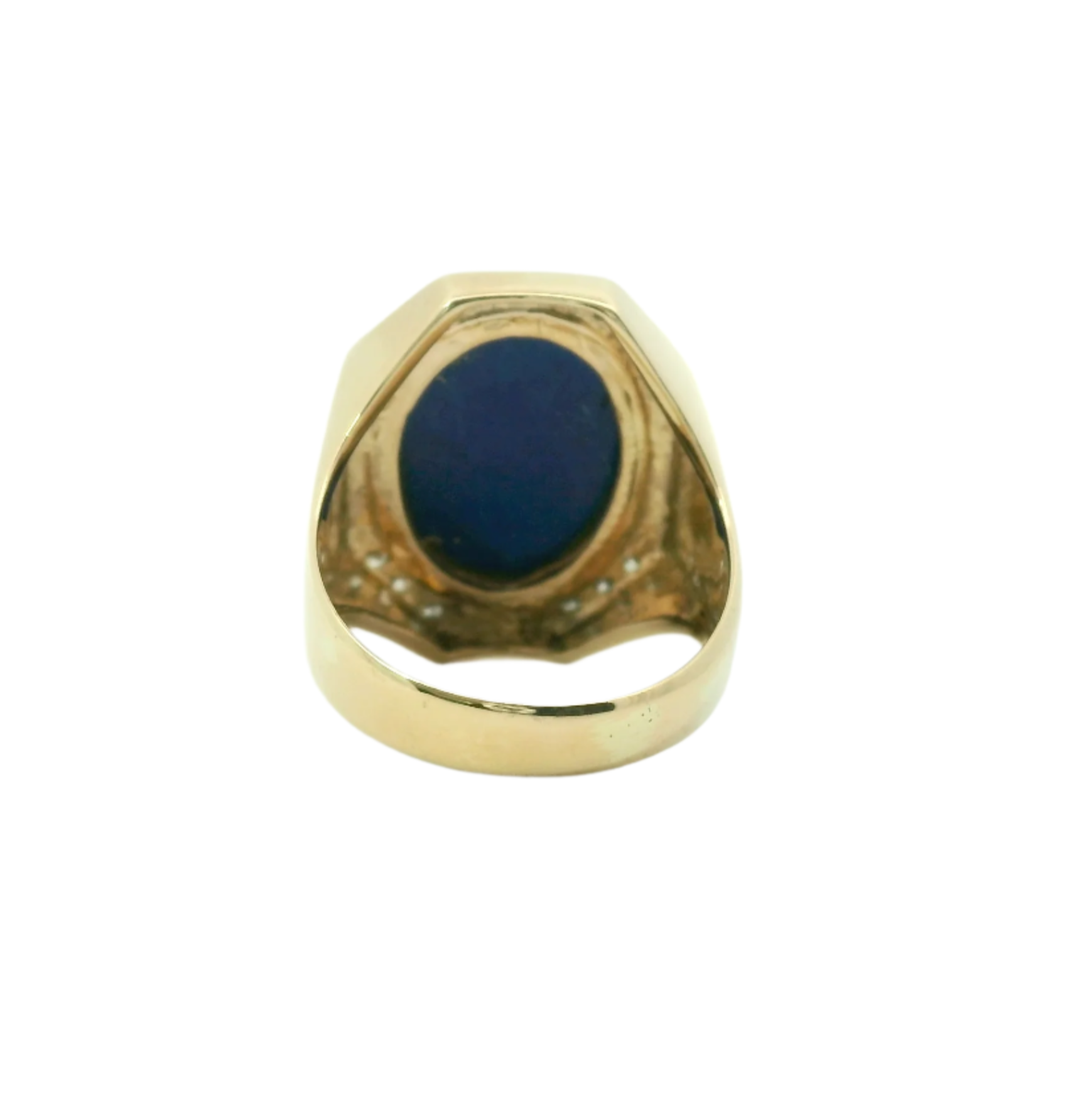 Vintage 14k Yellow Gold Lapis Lazuli and Diamond Ring