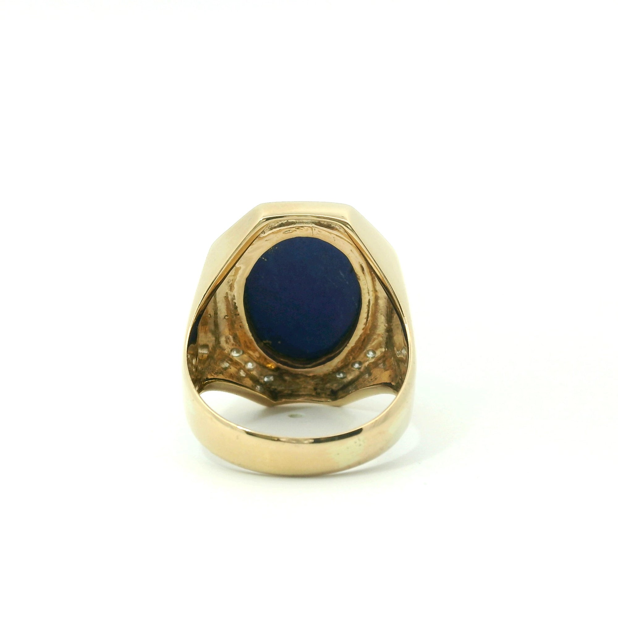 Vintage 14k Yellow Gold Lapis Lazuli and Diamond Ring