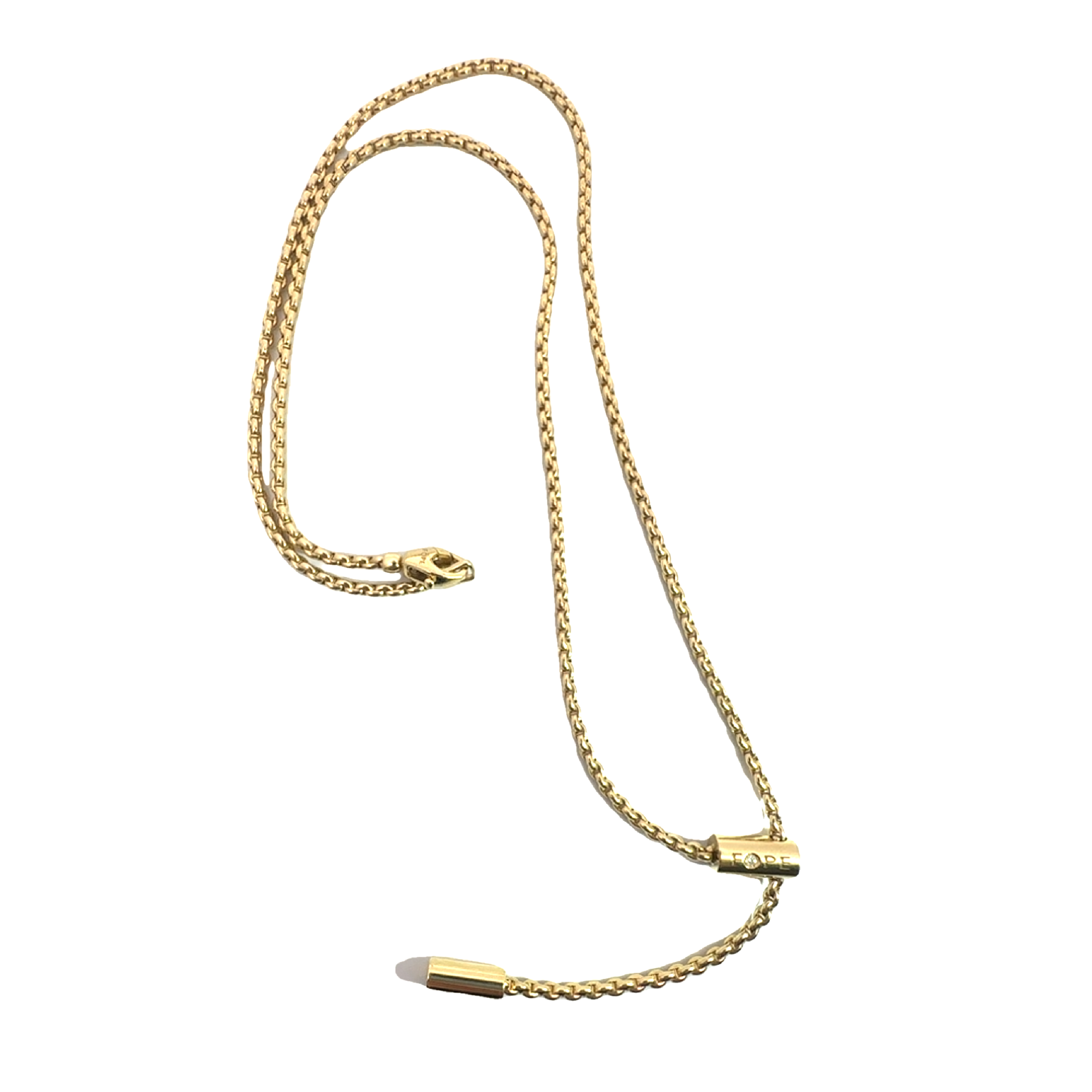 Estate FOPE Aria Collection 18k Yellow Gold Lariat Diamond Clasp Necklace 18"