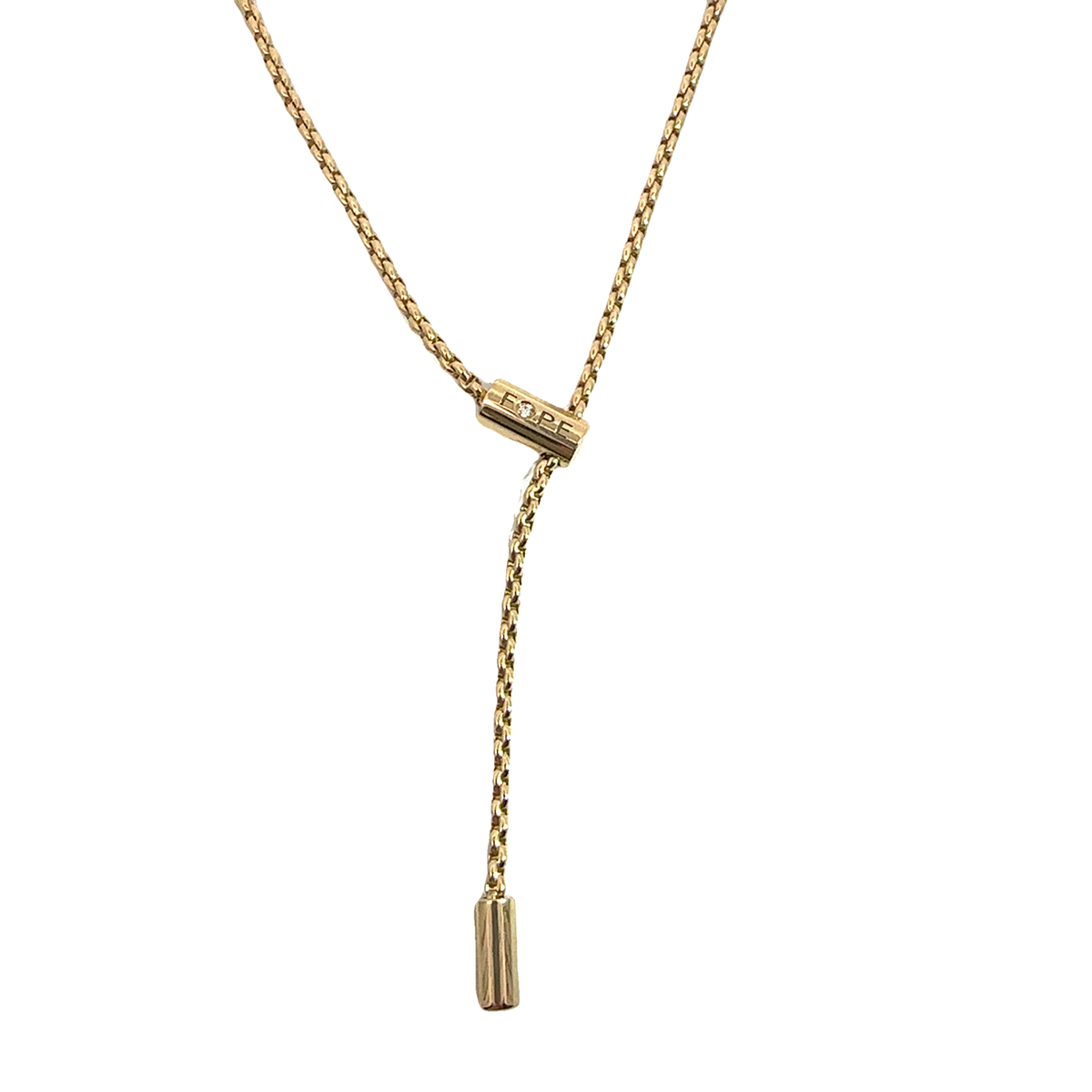 Estate FOPE Aria Collection 18k Yellow Gold Lariat Diamond Clasp Necklace 18&quot;