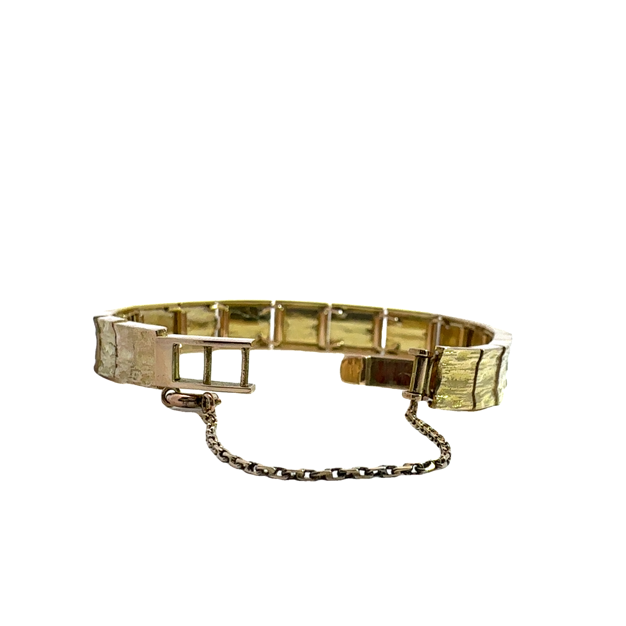 Vintage 14k Yellow Gold Green Nephrite Jade Link Bracelet 7"