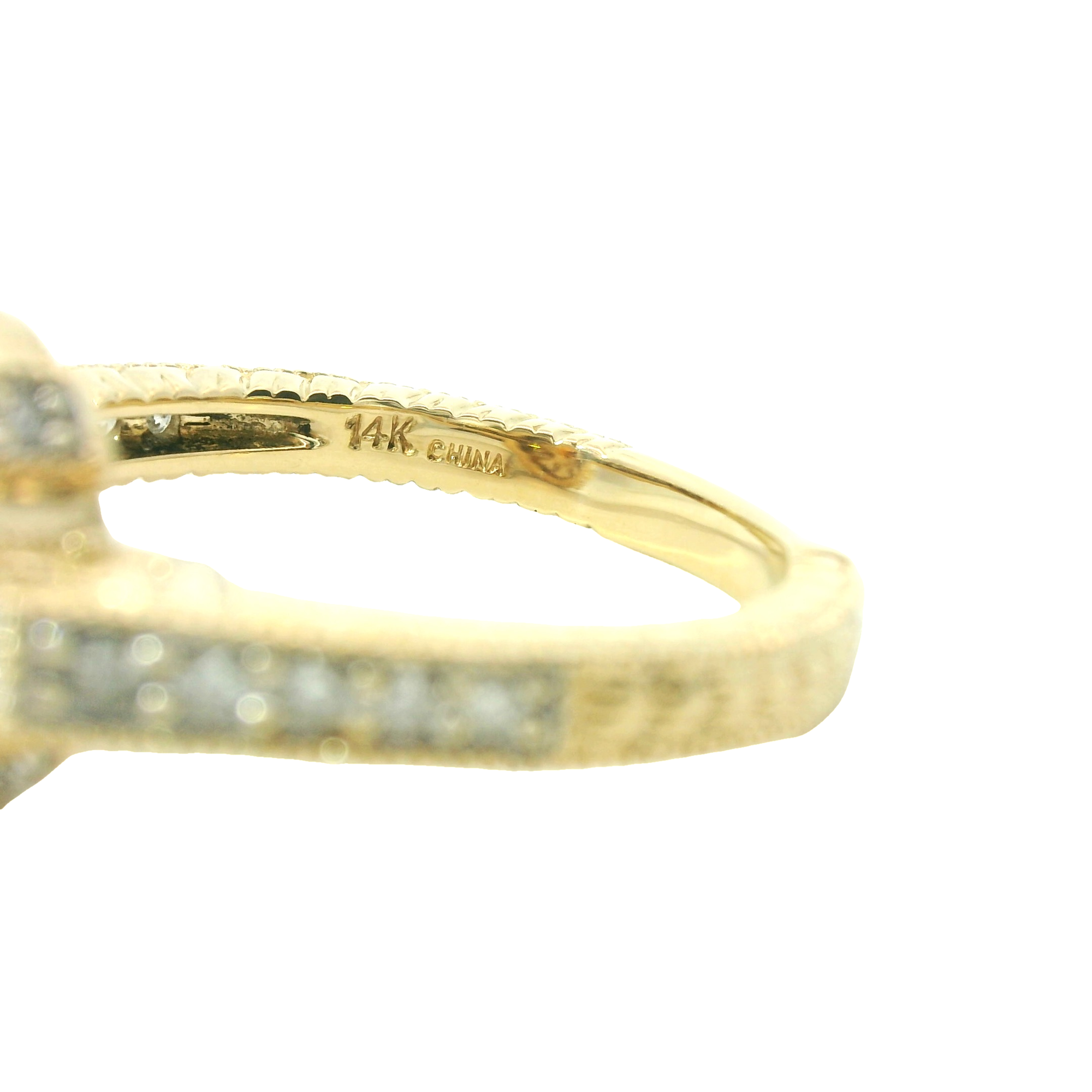 Vintage Milgrain Design 14k Yellow Gold Citrine and Diamond Ring