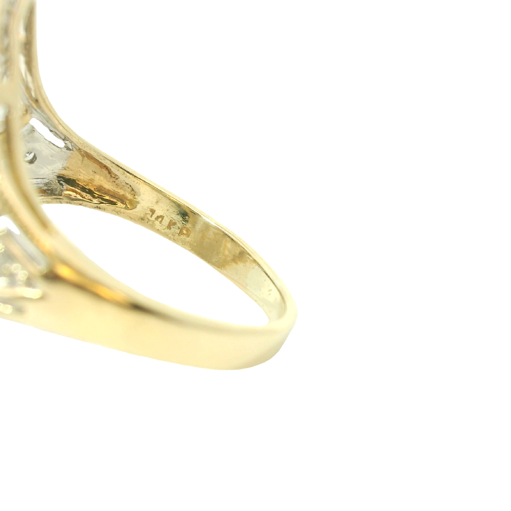 Vintage 14k Yellow Gold Openwork Diamond Accented Sapphire Ring