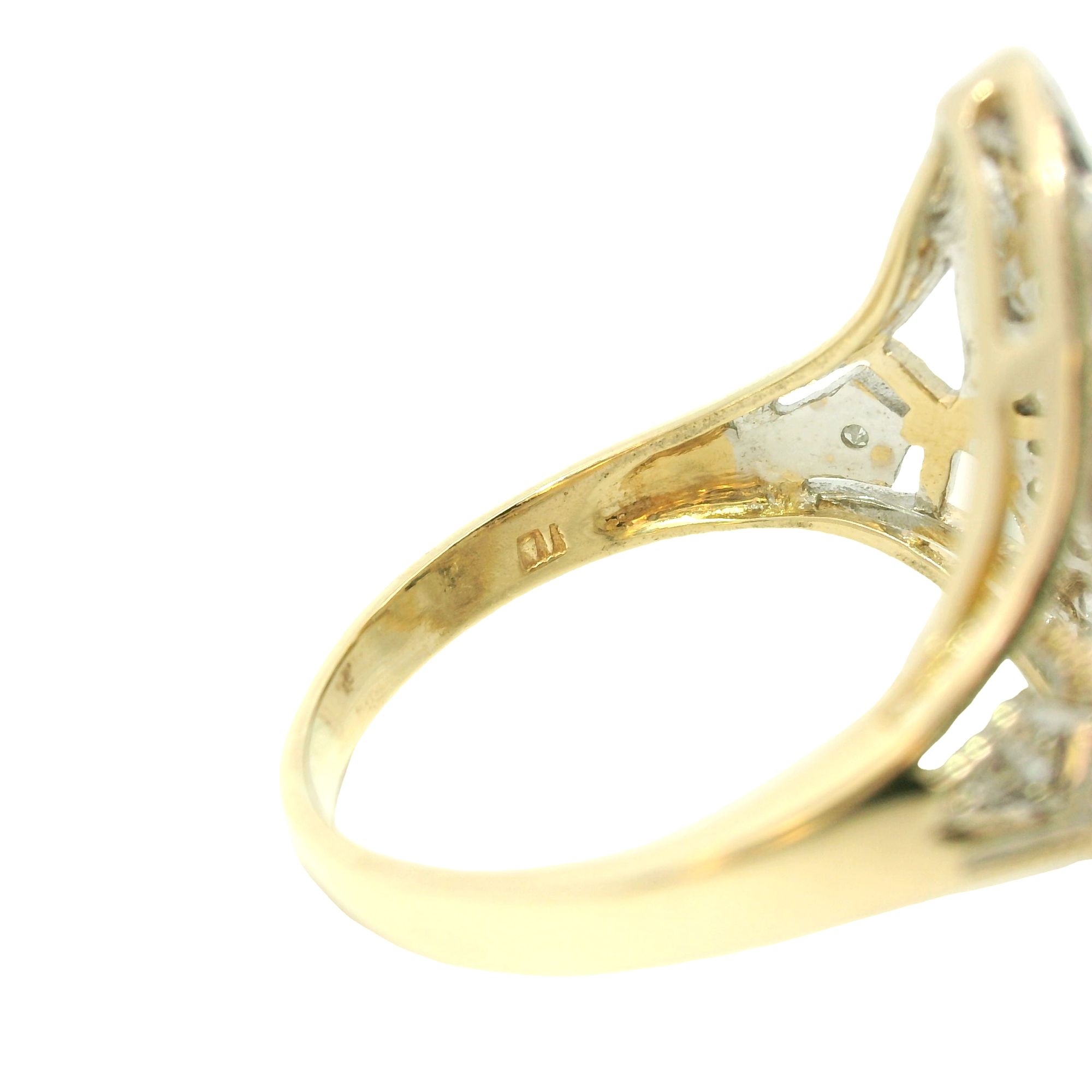 Vintage 14k Yellow Gold Openwork Diamond Accented Sapphire Ring