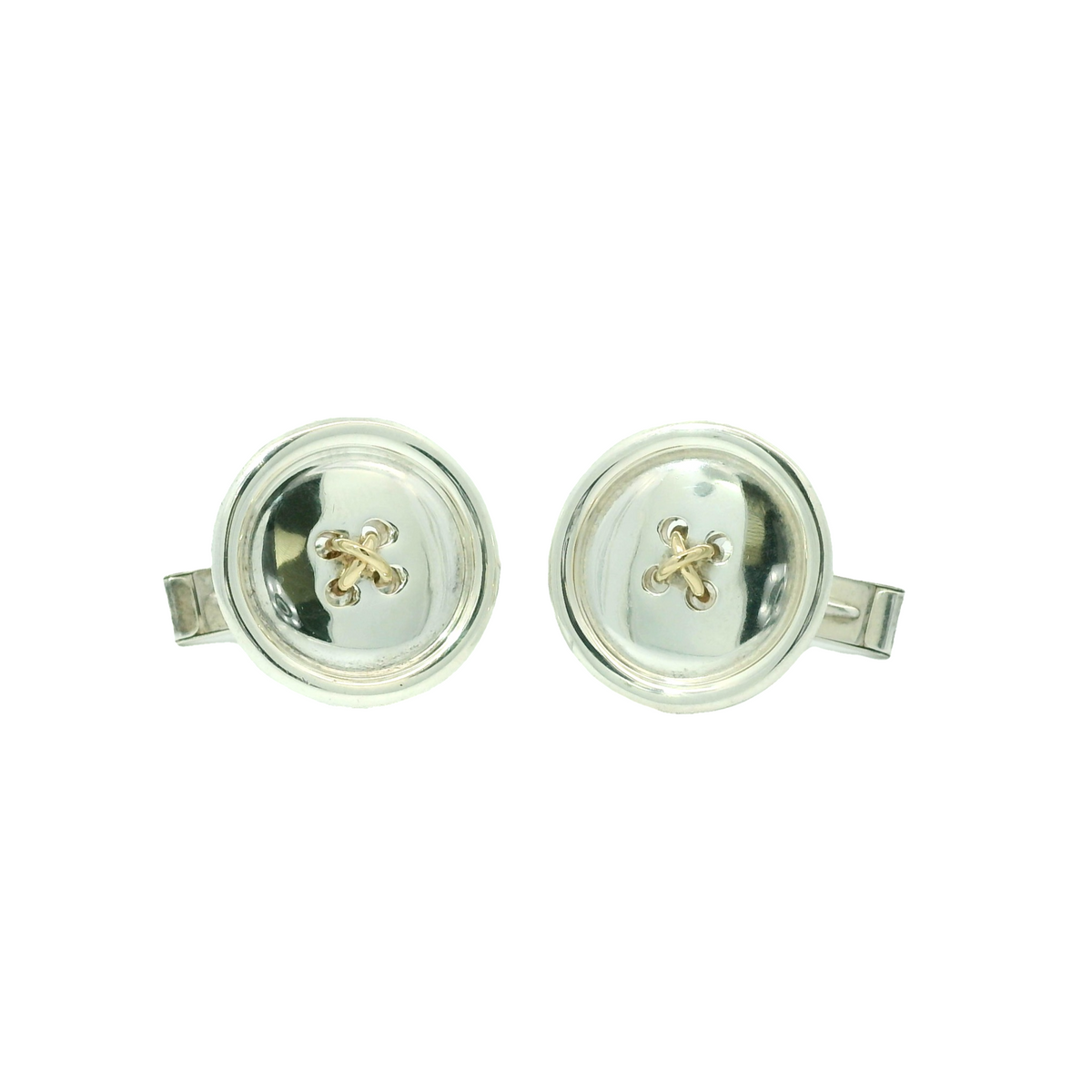 Tiffany &amp; Co Sterling Silver  &amp; 14k Yellow Gold Button Cufflinks