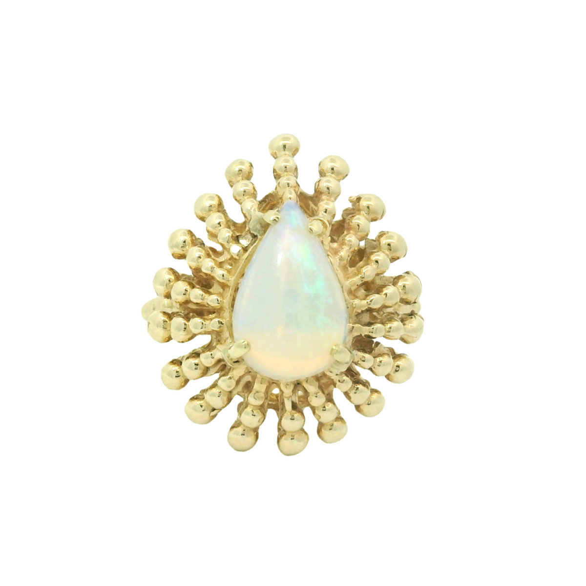Vintage 14k Yellow Gold Tear Drop Opal Ring