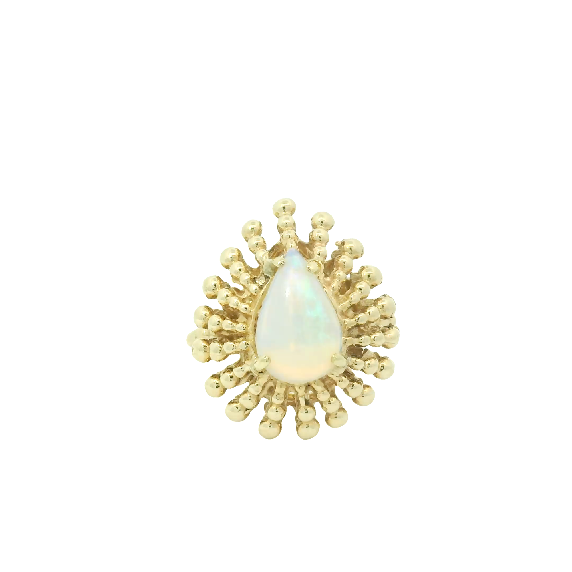 Vintage 14k Yellow Gold Tear Drop Opal Ring