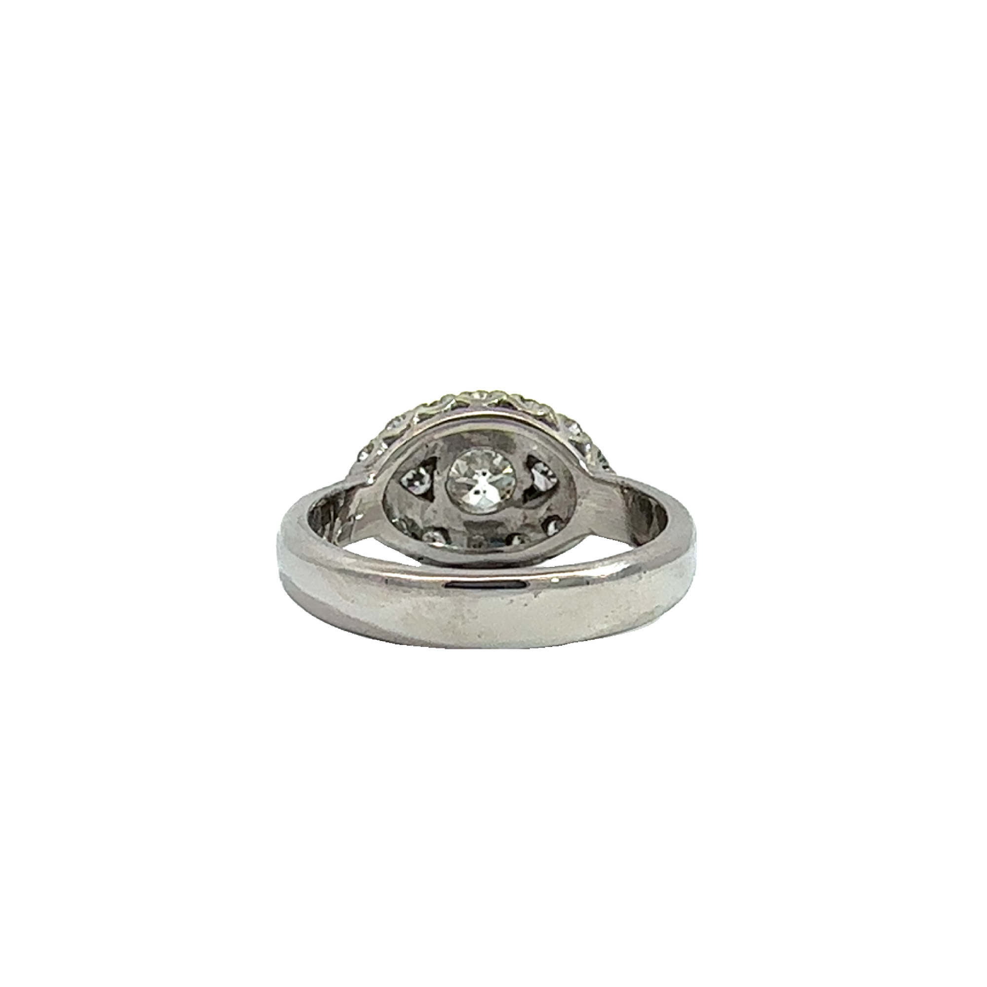 Vintage Art Deco 14k White Gold Euro Cut Diamond Ring-0.95CTW