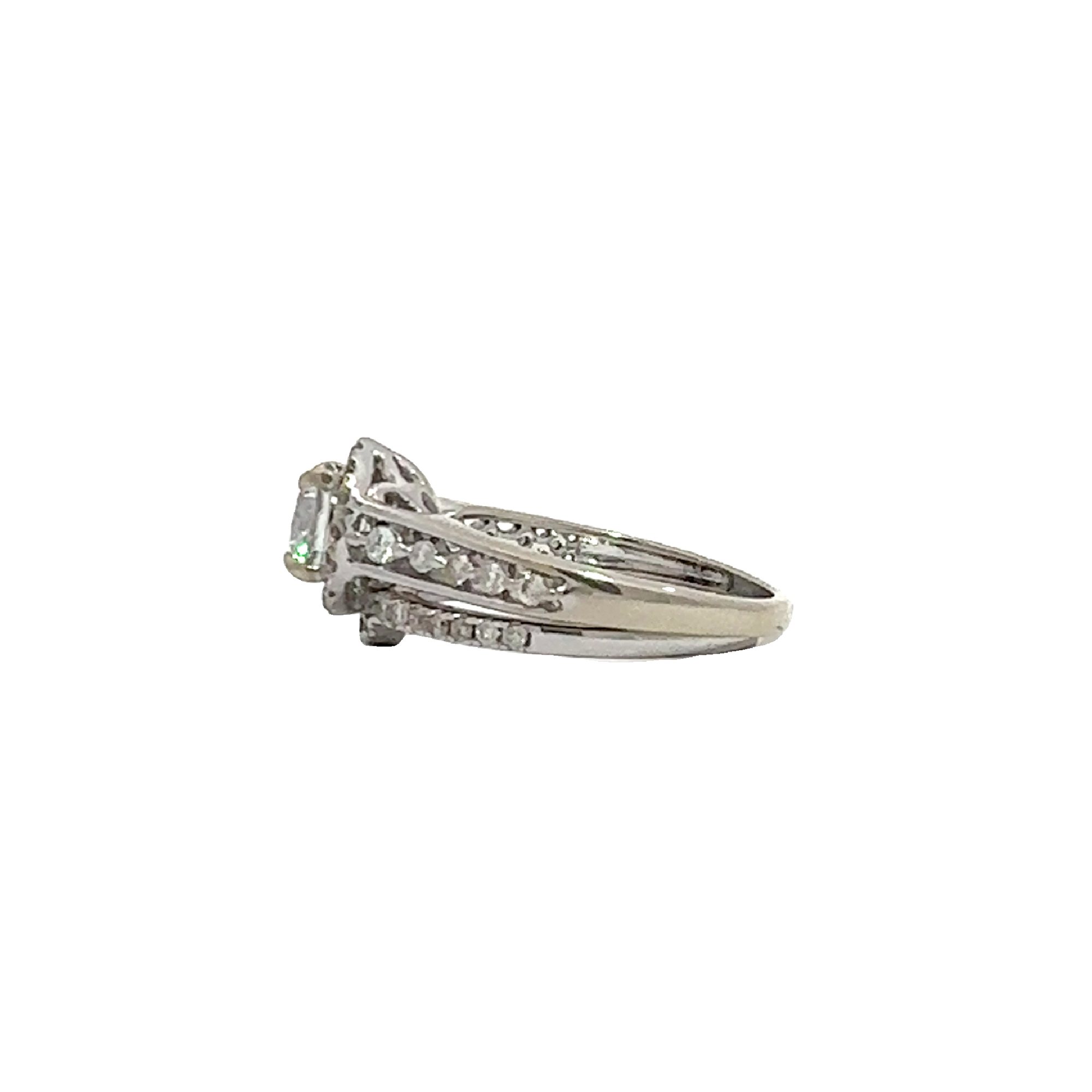 Estate 14k White Gold Round Brilliant Halo Set Diamond Bridal Set-1.69CTW