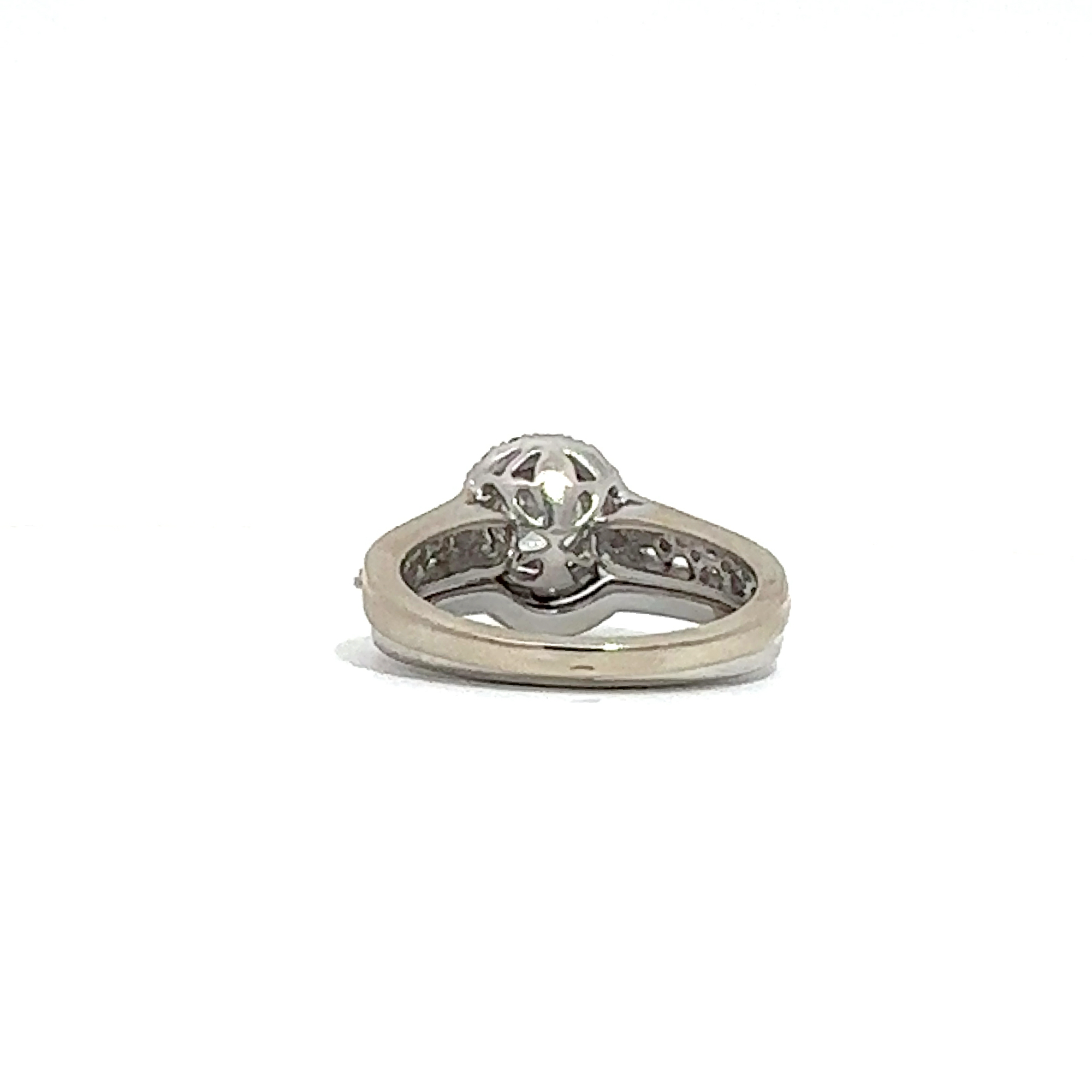 Estate 14k White Gold Round Brilliant Halo Set Diamond Bridal Set-1.69CTW