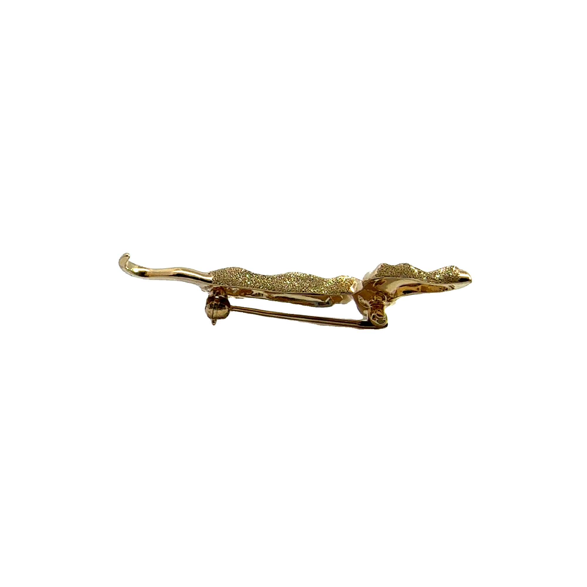 Vintage 14k Yellow Gold Diamond Dachshund Brooch