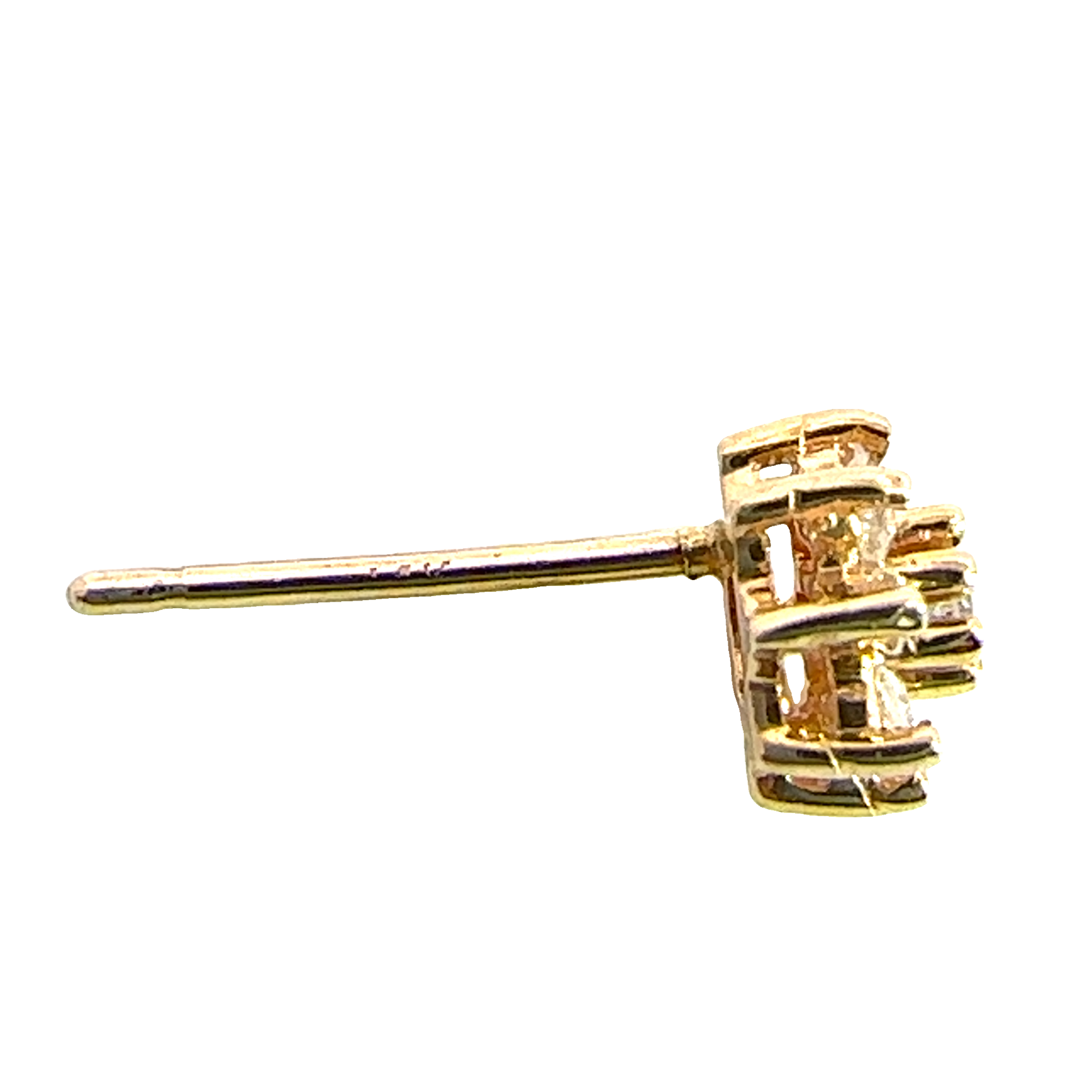 Estate 14k Yellow Gold Diamond Floral Stud Earrings