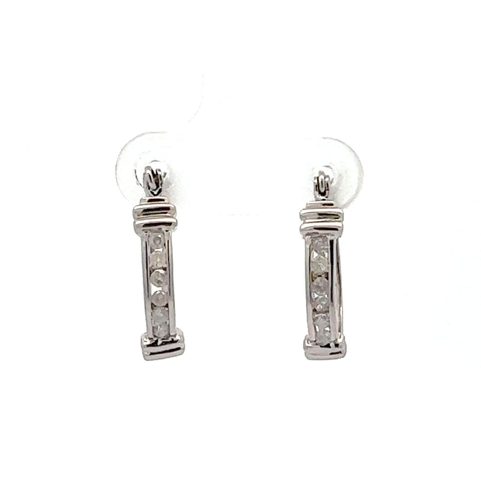 Estate 14k White Gold Diamond Hoop Earrings