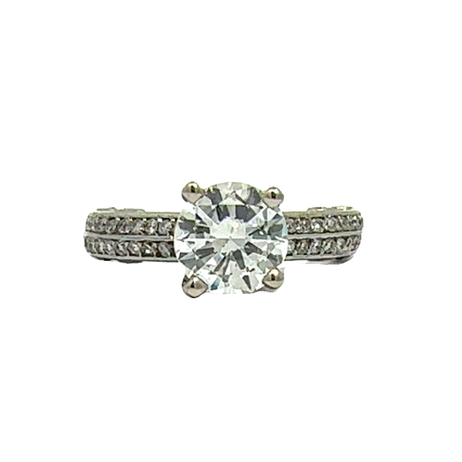 Estate 14k White Gold Round Brilliant Cut Diamond Engagement Ring-2.00CTW