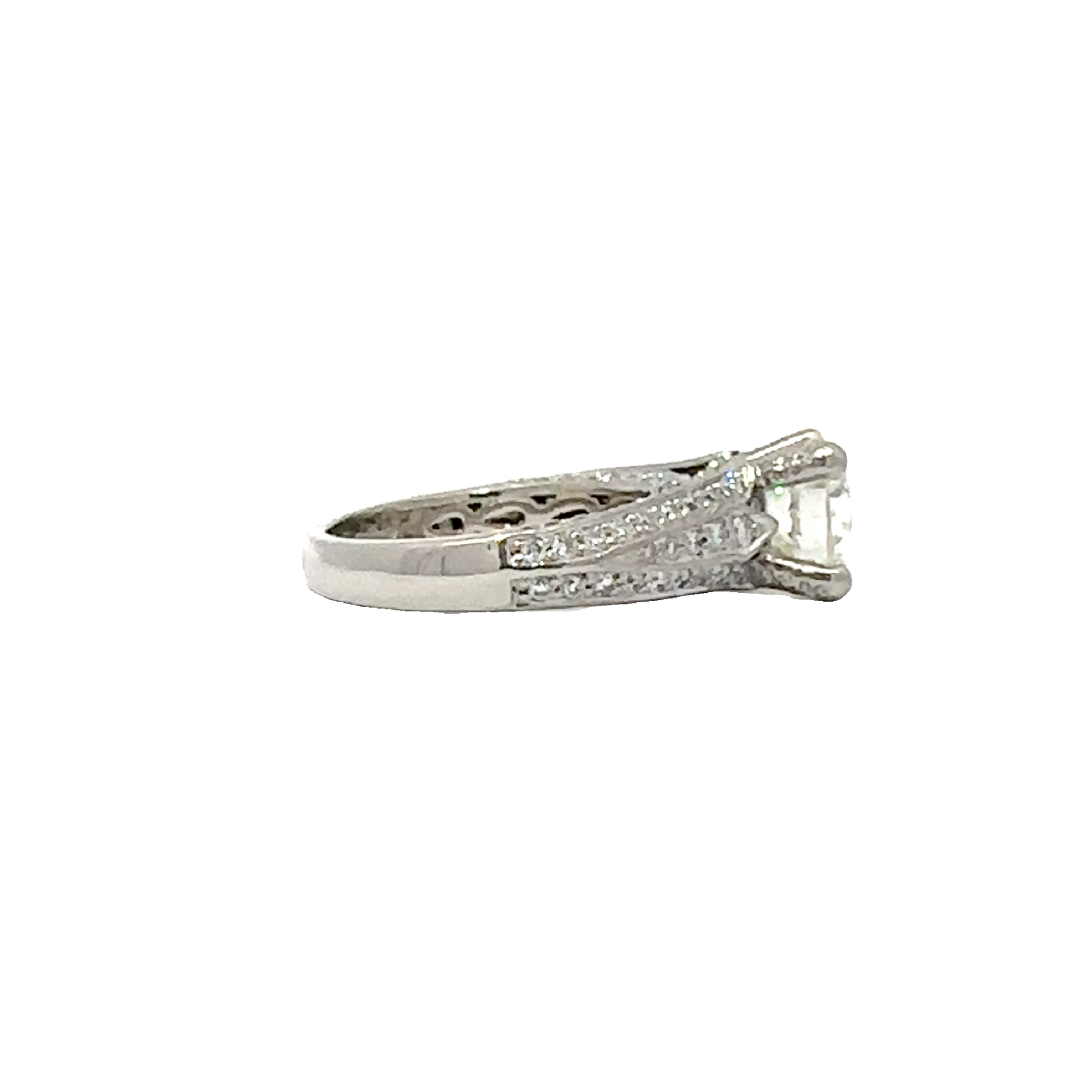 Vintage Platinum Round Brilliant Diamond Engagement Ring-2.97CTW