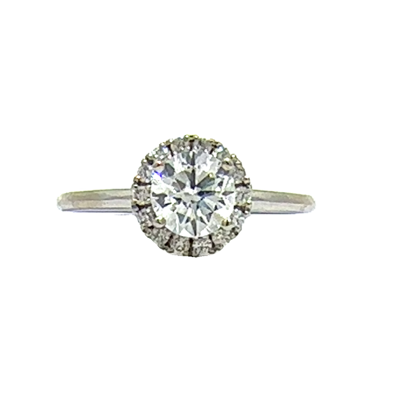 Estate 14k White Gold Round Brilliant Diamond Halo Engagement Ring-0.88CTW