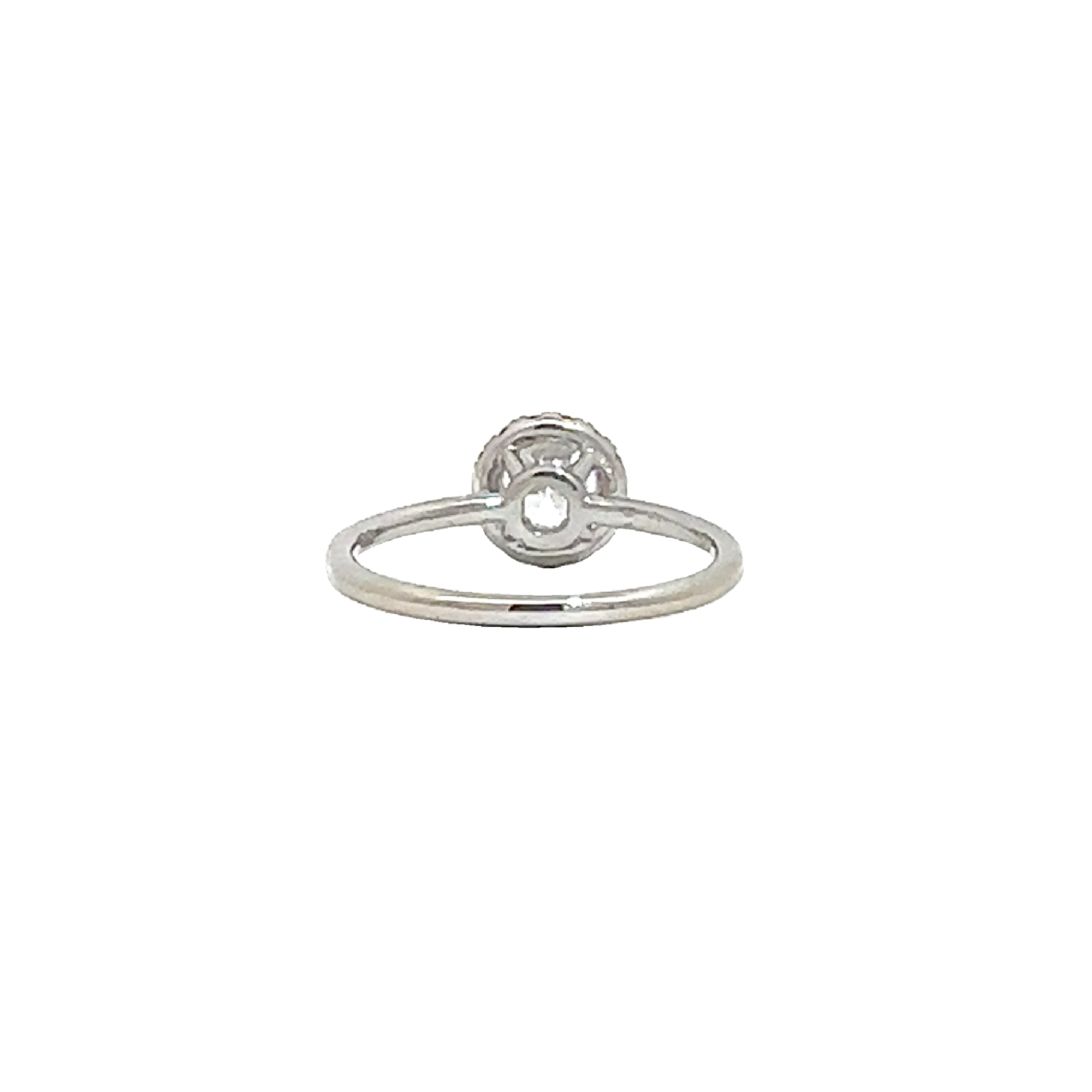 Estate 14k White Gold Round Brilliant Diamond Halo Engagement Ring-0.88CTW
