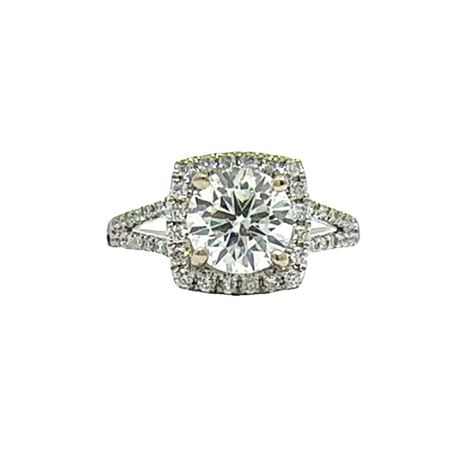 Estate 14k White Gold Round Brilliant Cut Diamond Split Shank Engagement Ring-1.84CTW