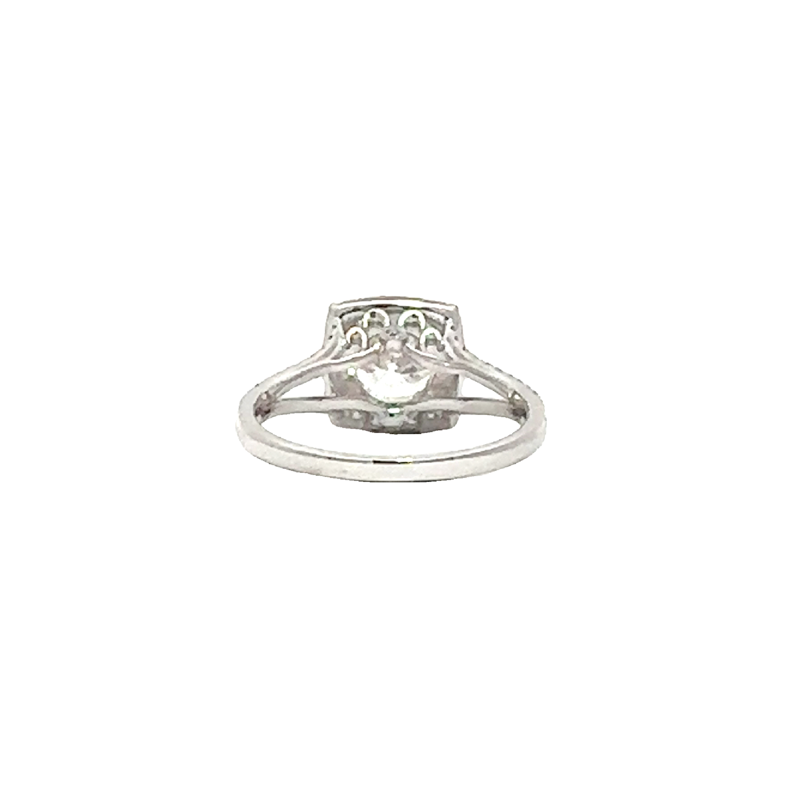 Estate 14k White Gold Round Brilliant Cut Diamond Split Shank Engagement Ring-1.84CTW