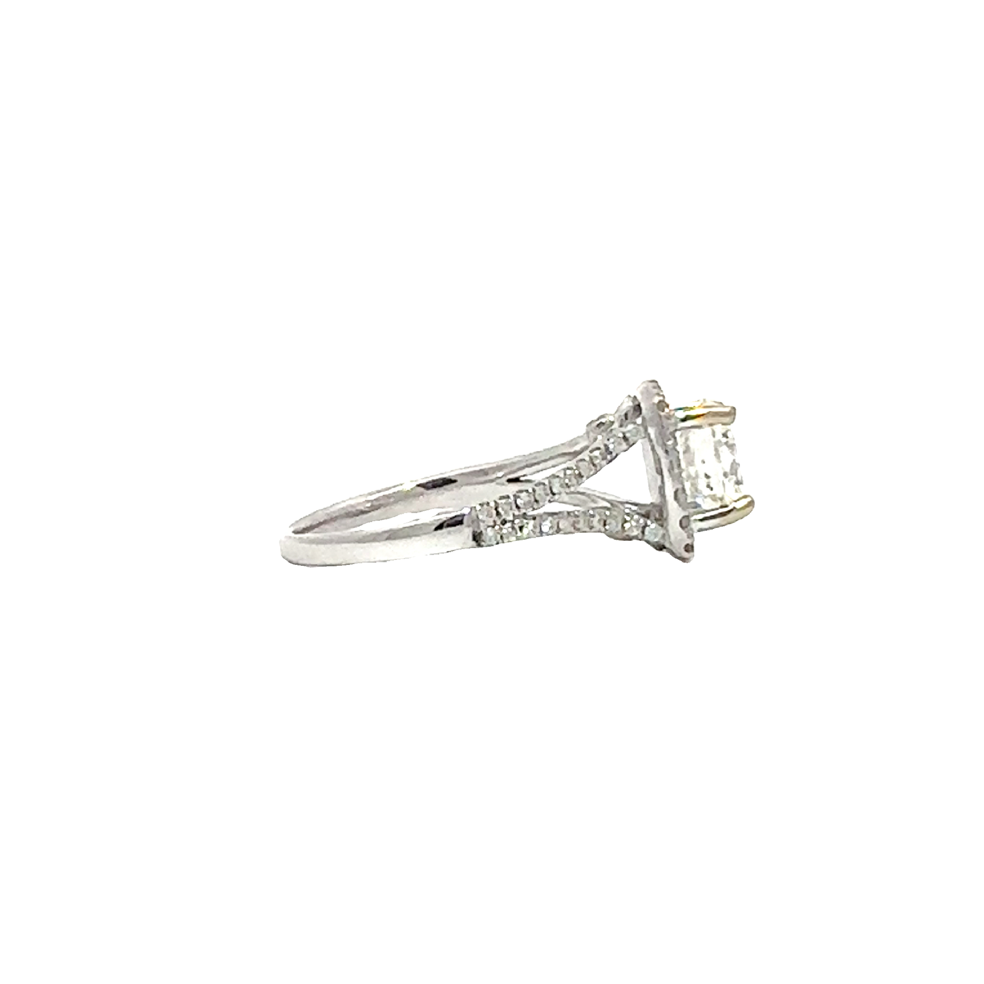 Estate 14k White Gold Round Brilliant Cut Diamond Split Shank Engagement Ring-1.84CTW