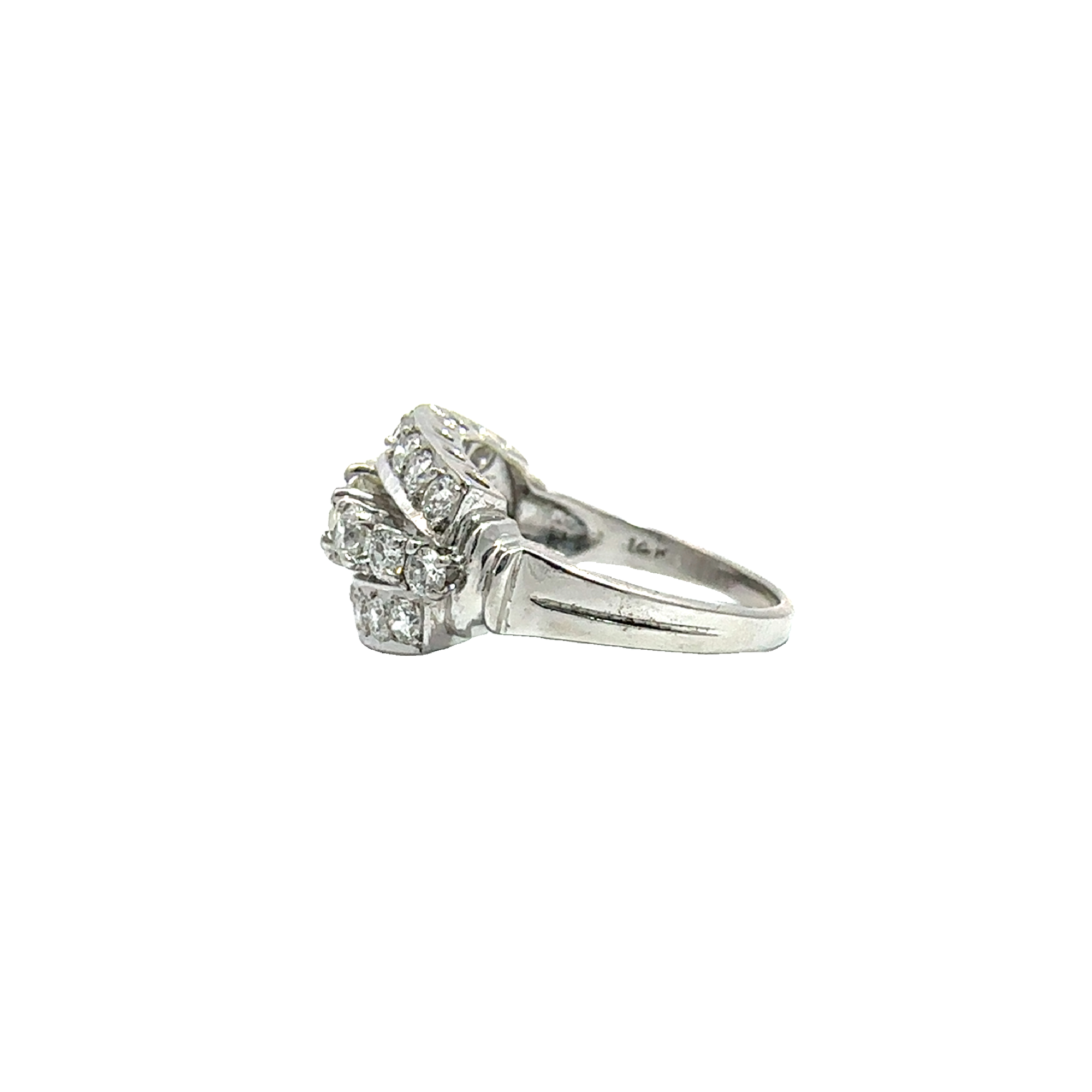 Vintage 14k White Gold Marquise Cut Center Diamond Engagement Ring-2.06CTW