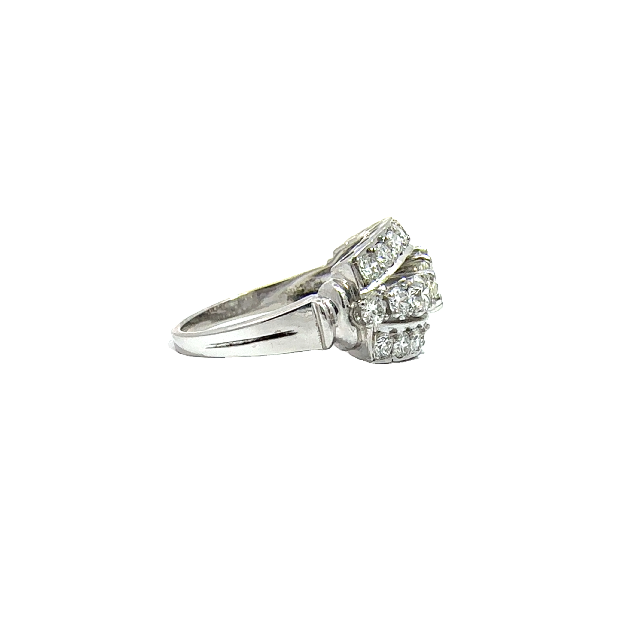 Vintage 14k White Gold Marquise Cut Center Diamond Engagement Ring-2.06CTW