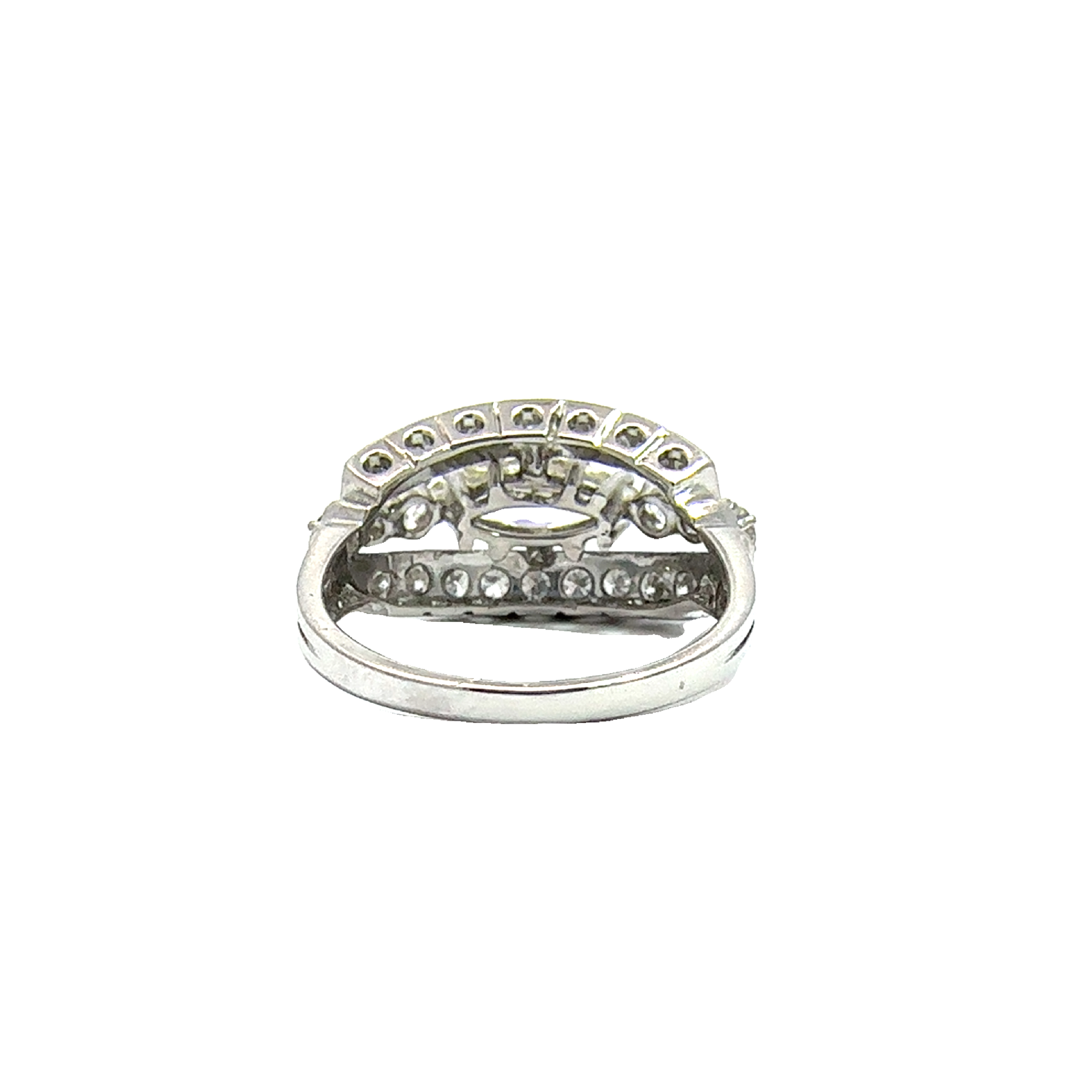 Vintage 14k White Gold Marquise Cut Center Diamond Engagement Ring-2.06CTW