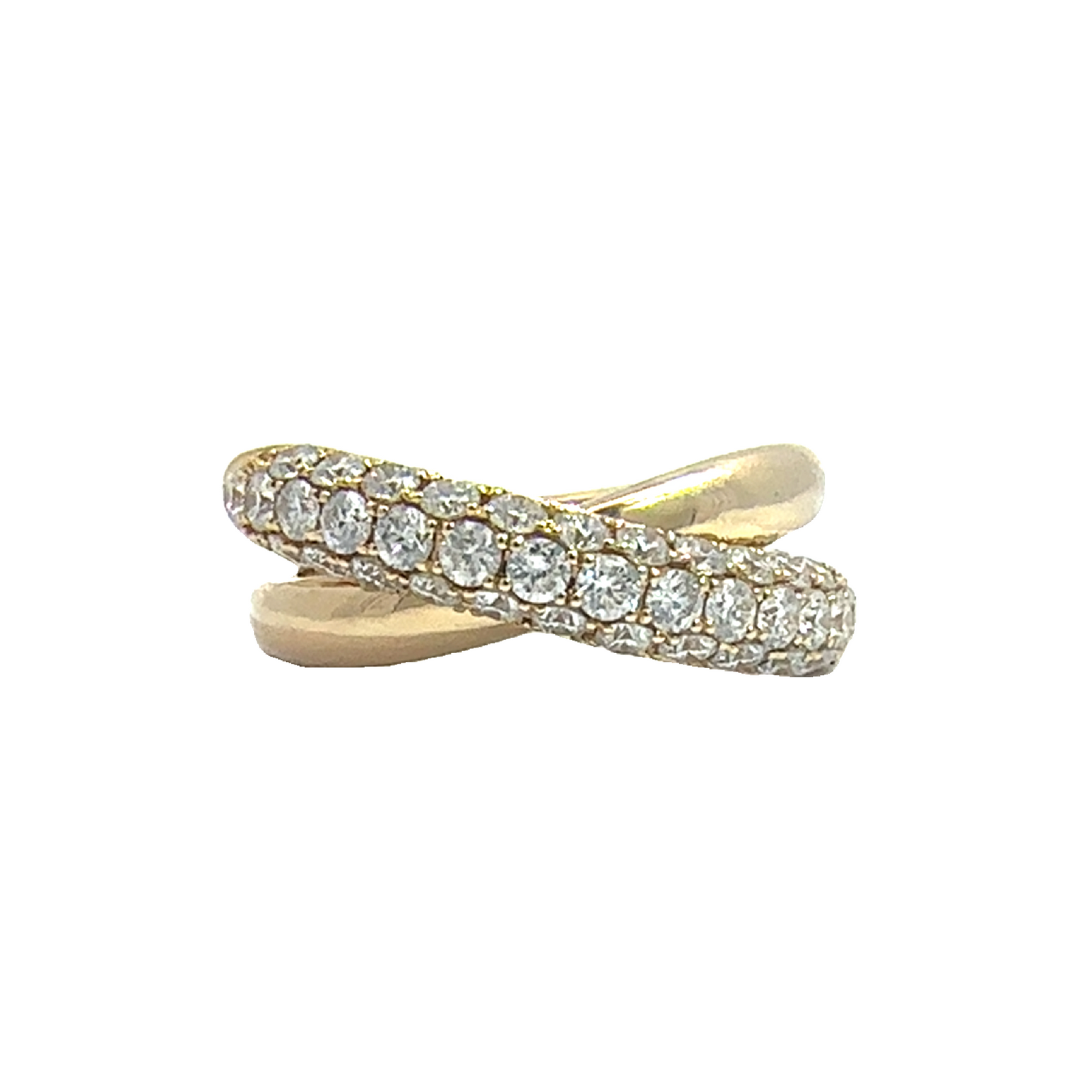 Estate 14k Yellow Gold Crossover Facets of Fire Diamond Band-1.00CTW
