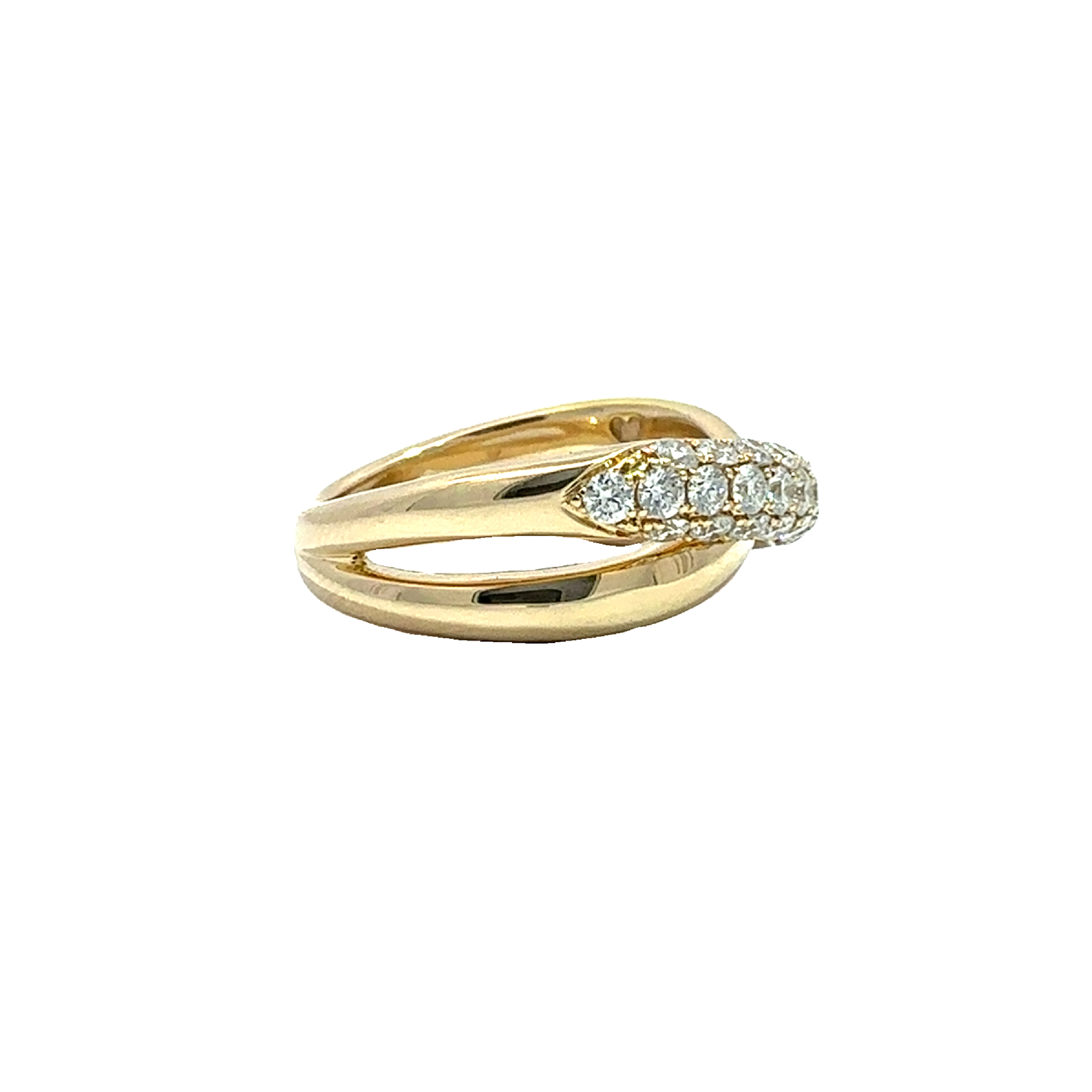 Estate 14k Yellow Gold Crossover Facets of Fire Diamond Band-1.00CTW