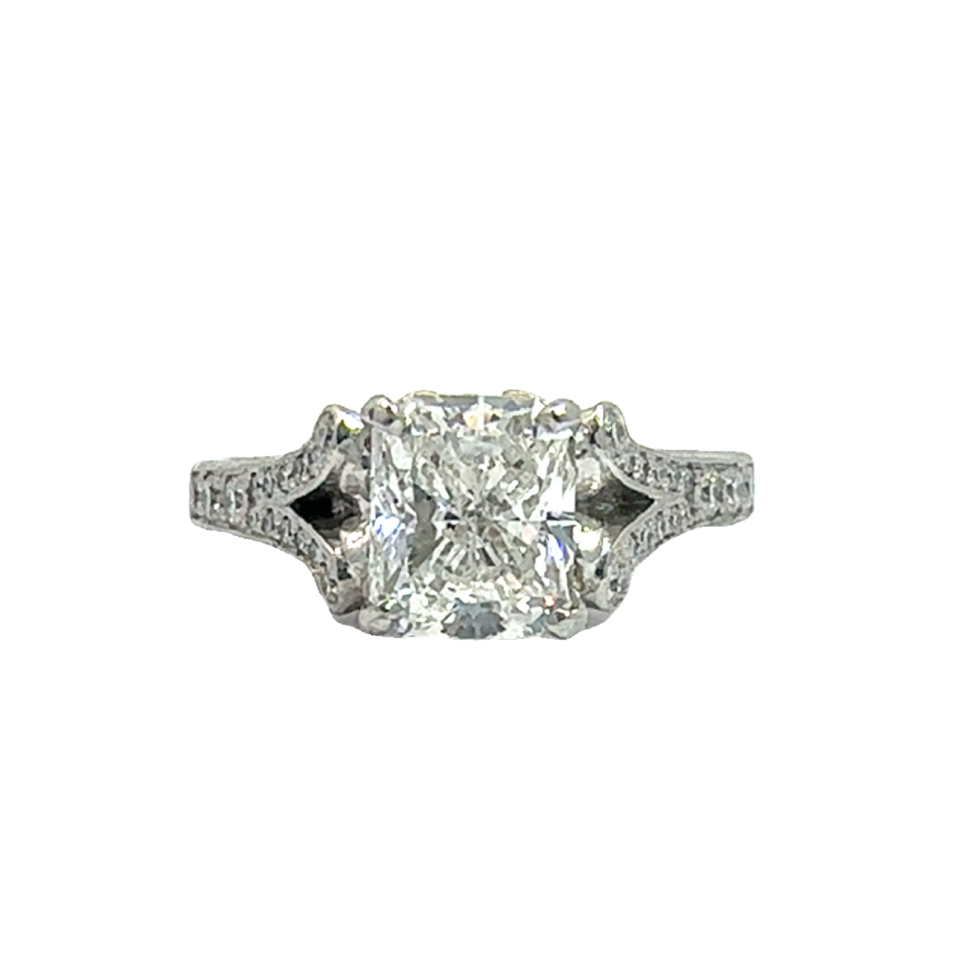 Vintage Platinum Radiant Cut Diamond Engagement Ring-2.63CTW