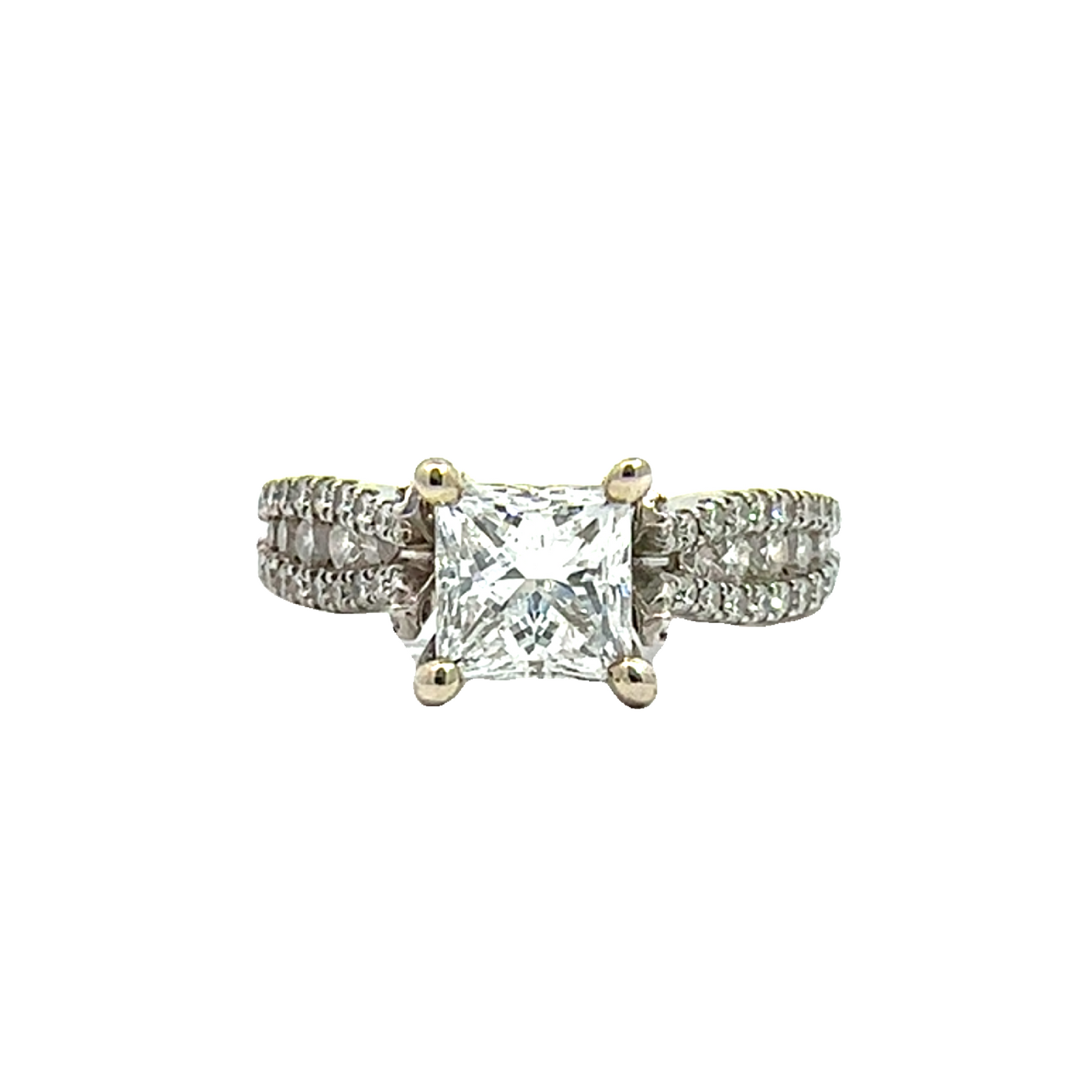 Estate 14k White Gold GIA Certified Princess Cut Diamond Engagement Ring-1.79CTW