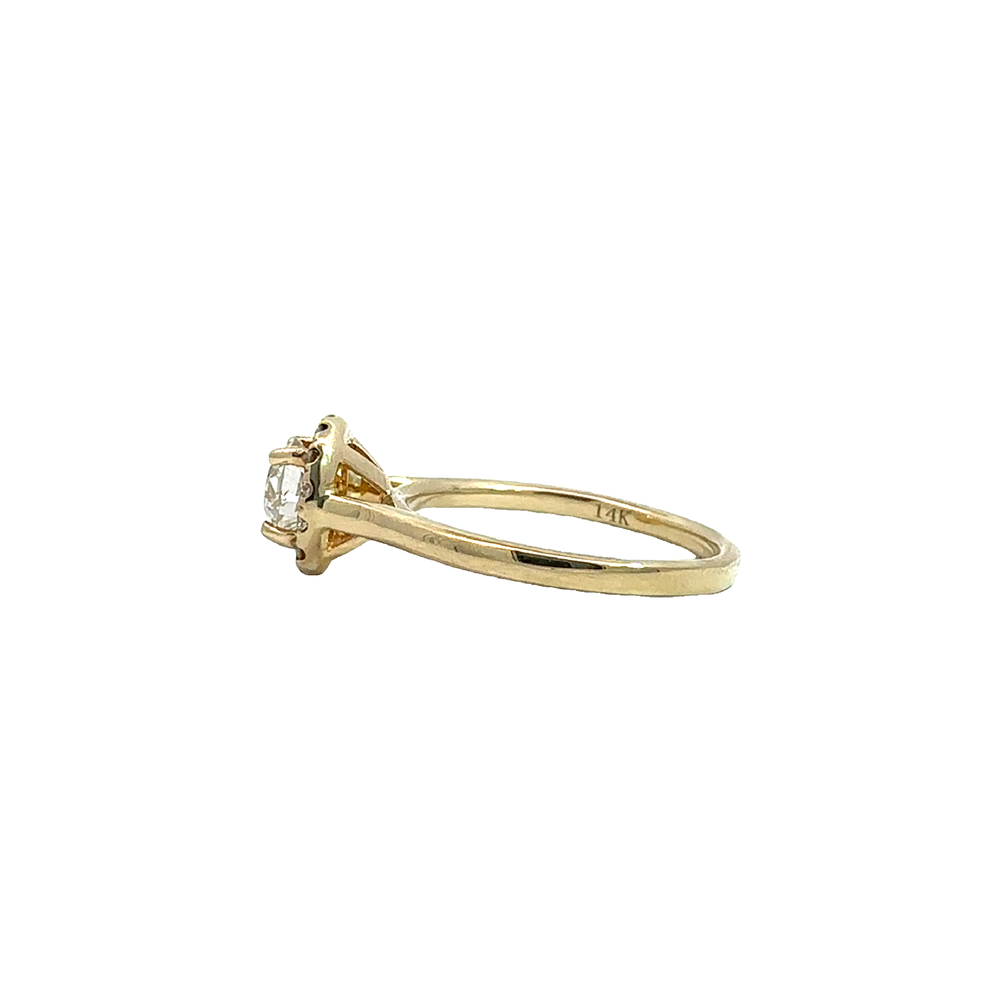 Estate 14k Yellow Gold Euro Cut Diamond Halo Engagement Ring-0.86CTW