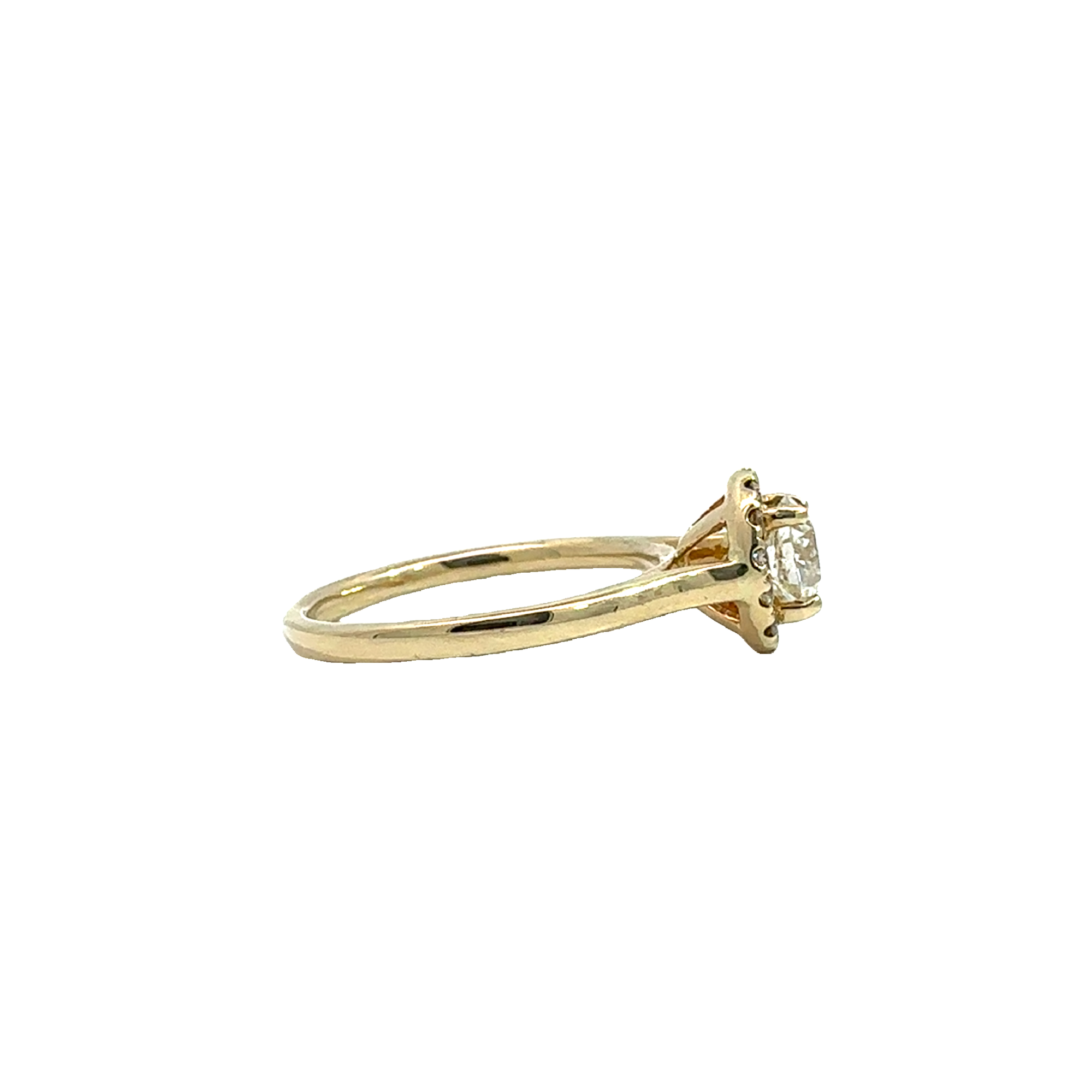 Estate 14k Yellow Gold Euro Cut Diamond Halo Engagement Ring-0.86CTW