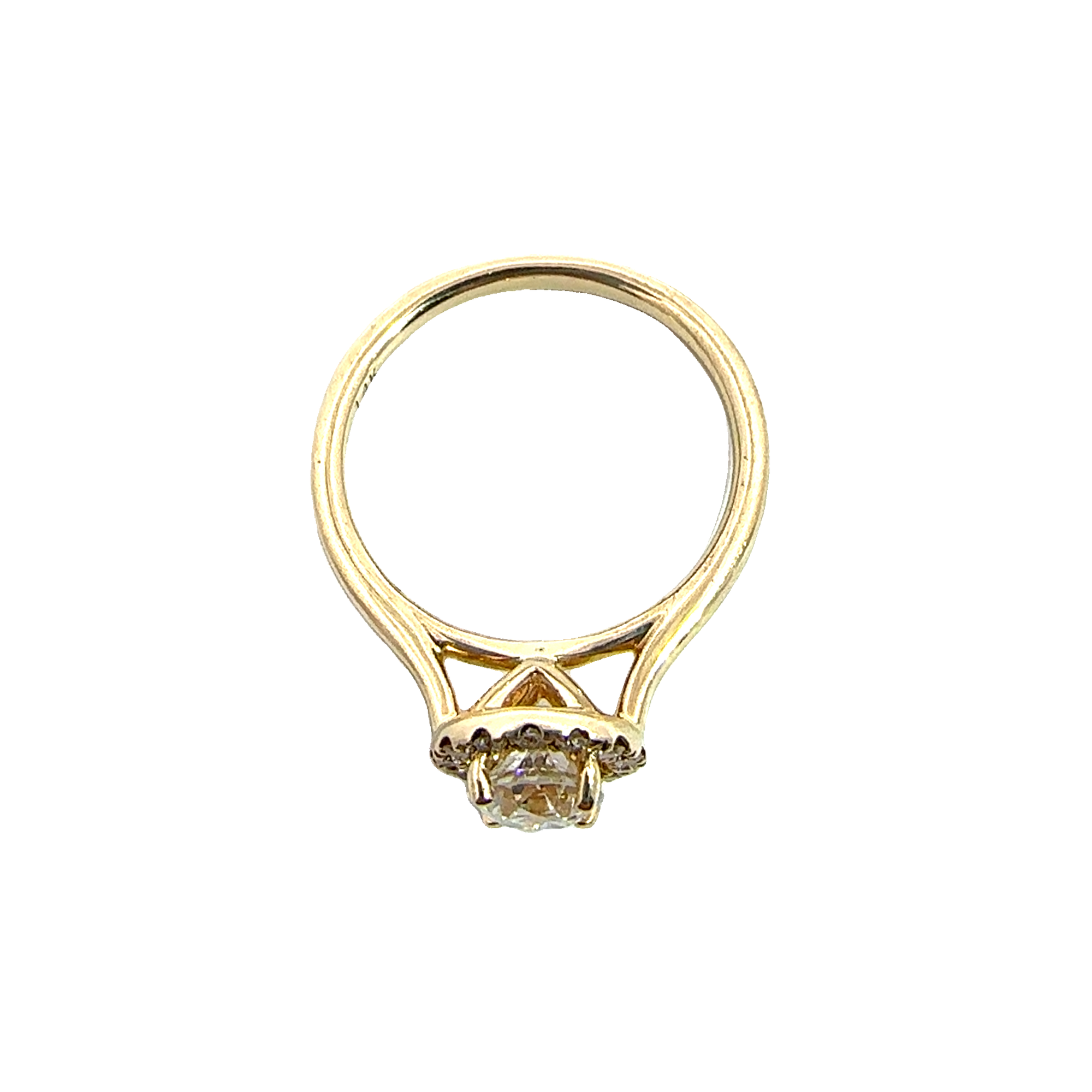 Estate 14k Yellow Gold Euro Cut Diamond Halo Engagement Ring-0.86CTW