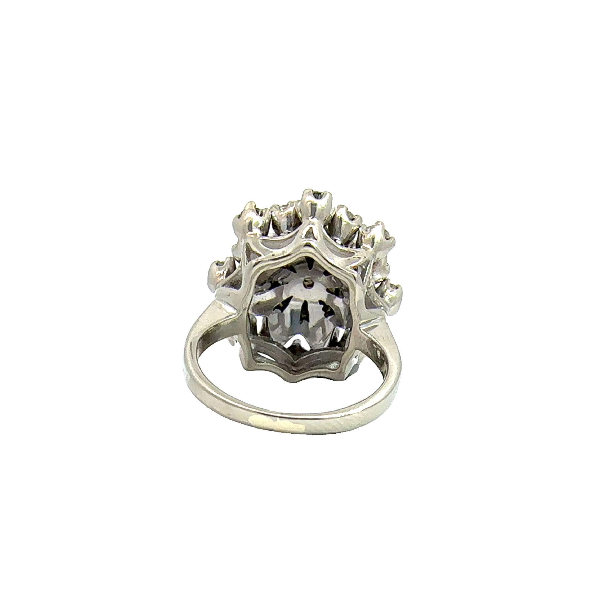 Vintage 14k White Gold Diamond Cluster Ring-2.88CTW