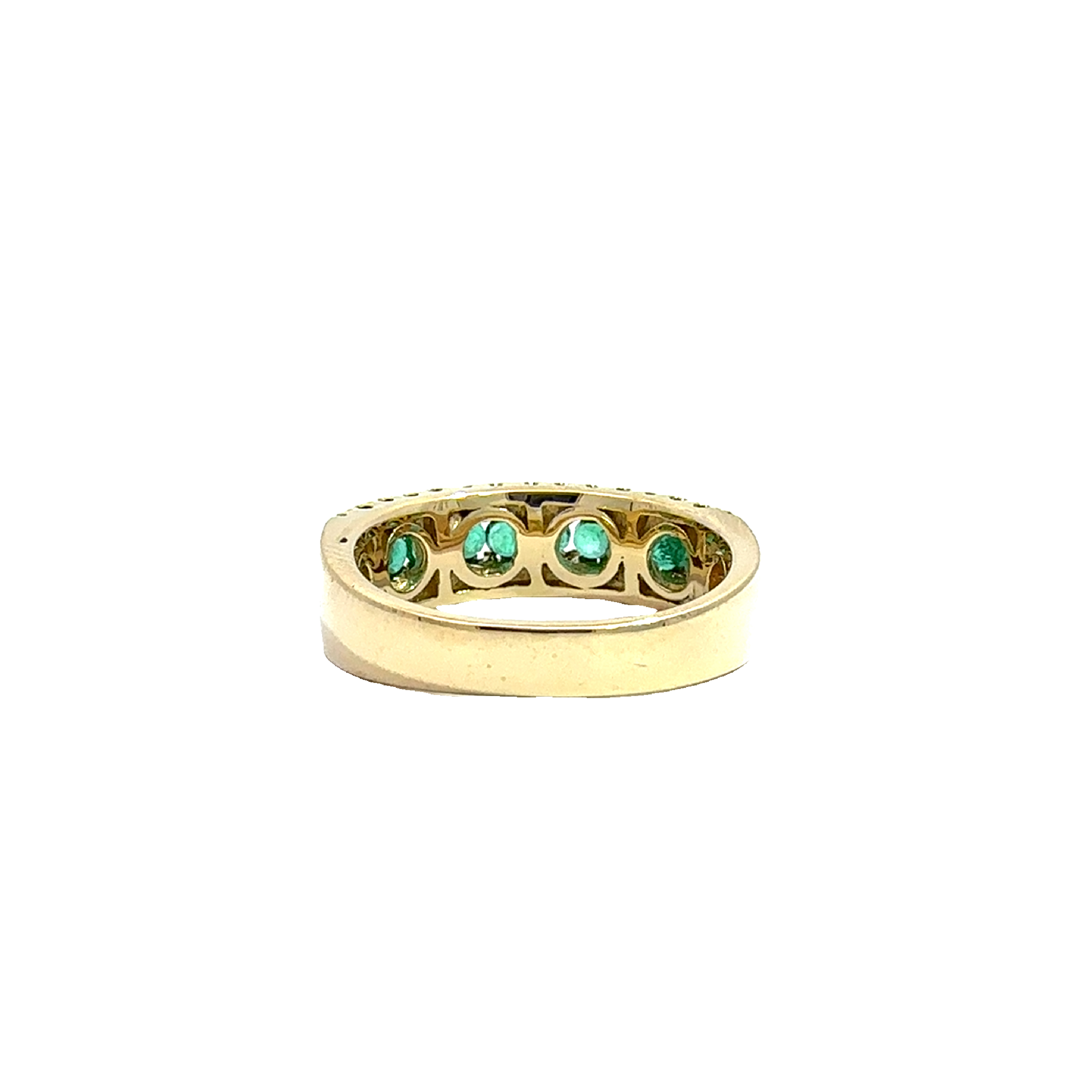 Estate Effy 14k Yellow Gold Emerald & Diamond Band Ring