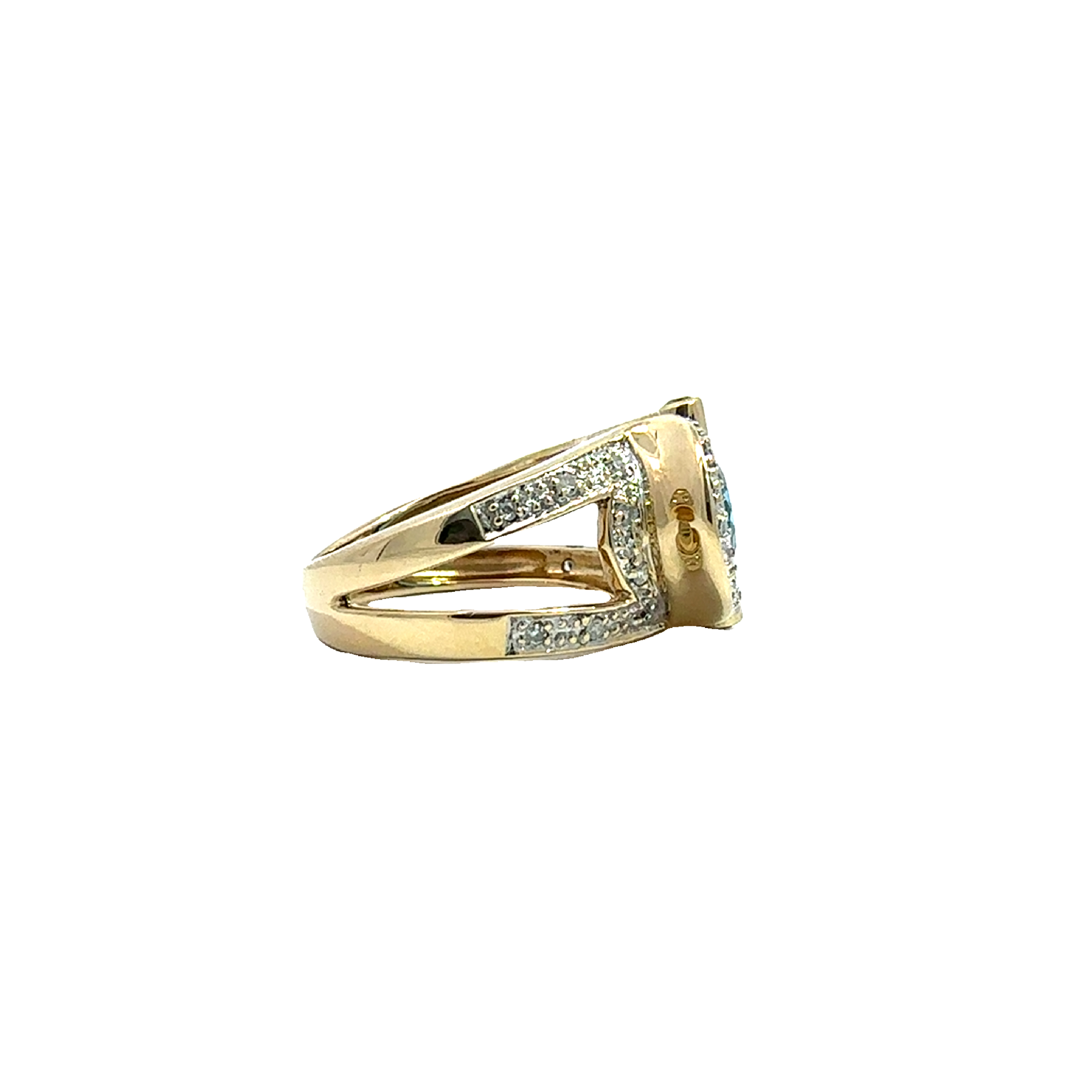 Estate 14k Yellow Gold Oval Cut Topaz & Diamond Ring