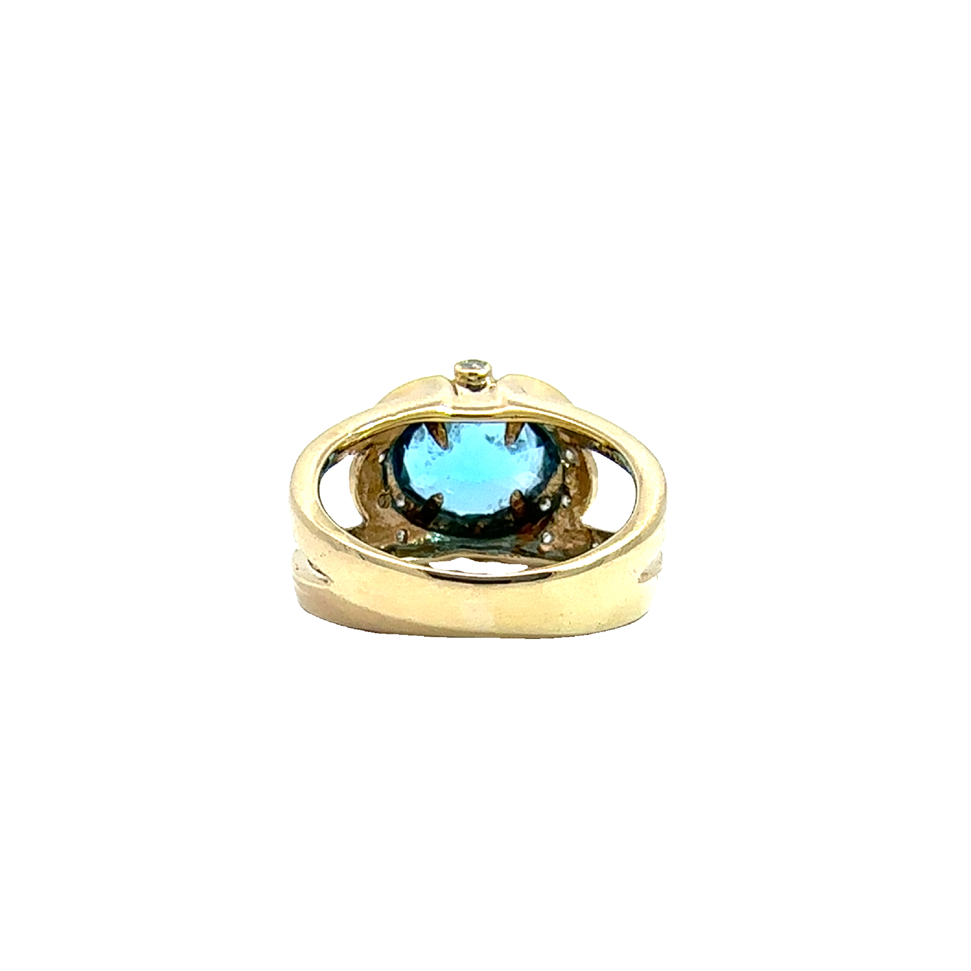 Estate 14k Yellow Gold Oval Cut Topaz & Diamond Ring