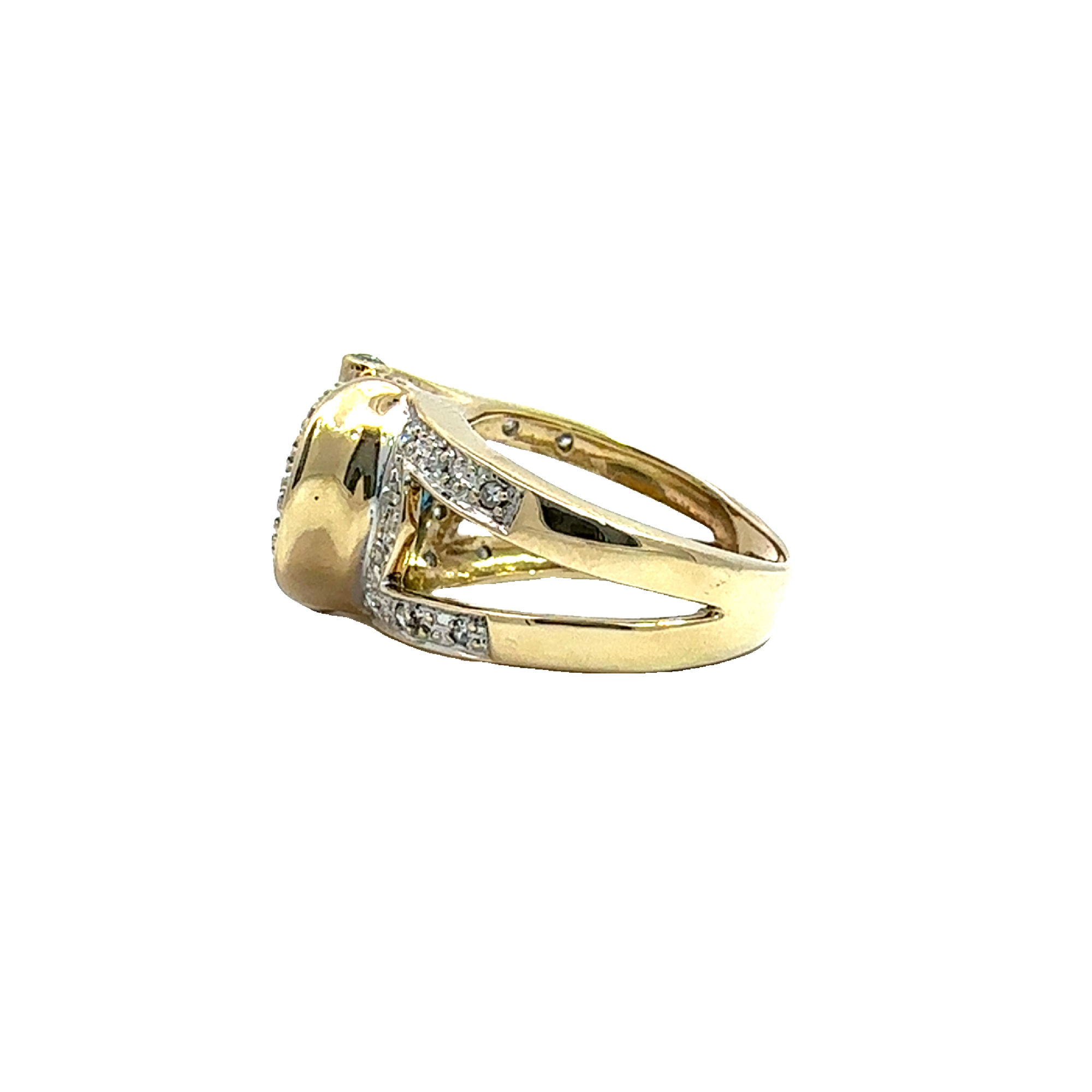Estate 14k Yellow Gold Oval Cut Topaz & Diamond Ring
