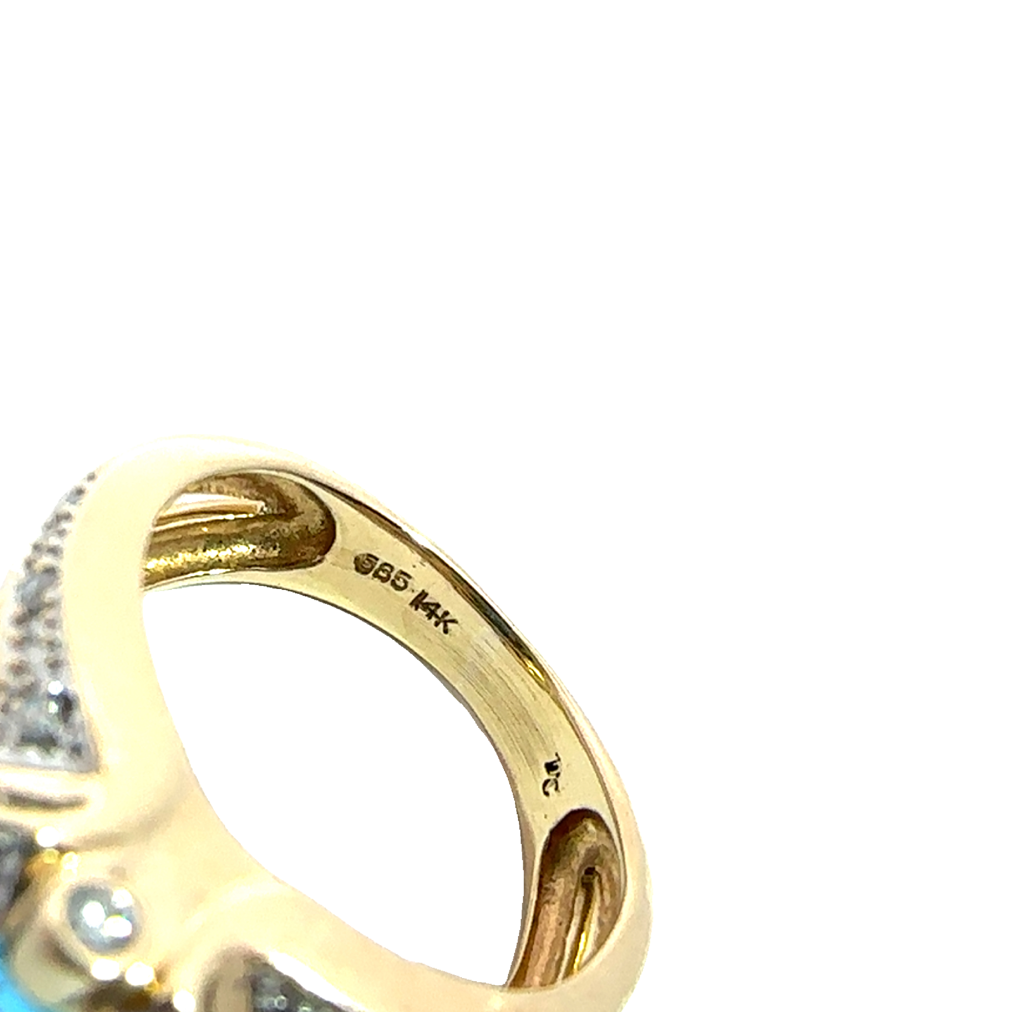 Estate 14k Yellow Gold Oval Cut Topaz & Diamond Ring