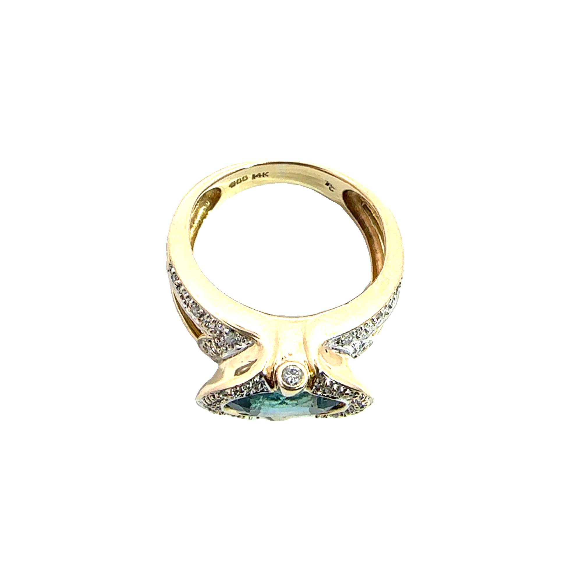 Estate 14k Yellow Gold Oval Cut Topaz & Diamond Ring