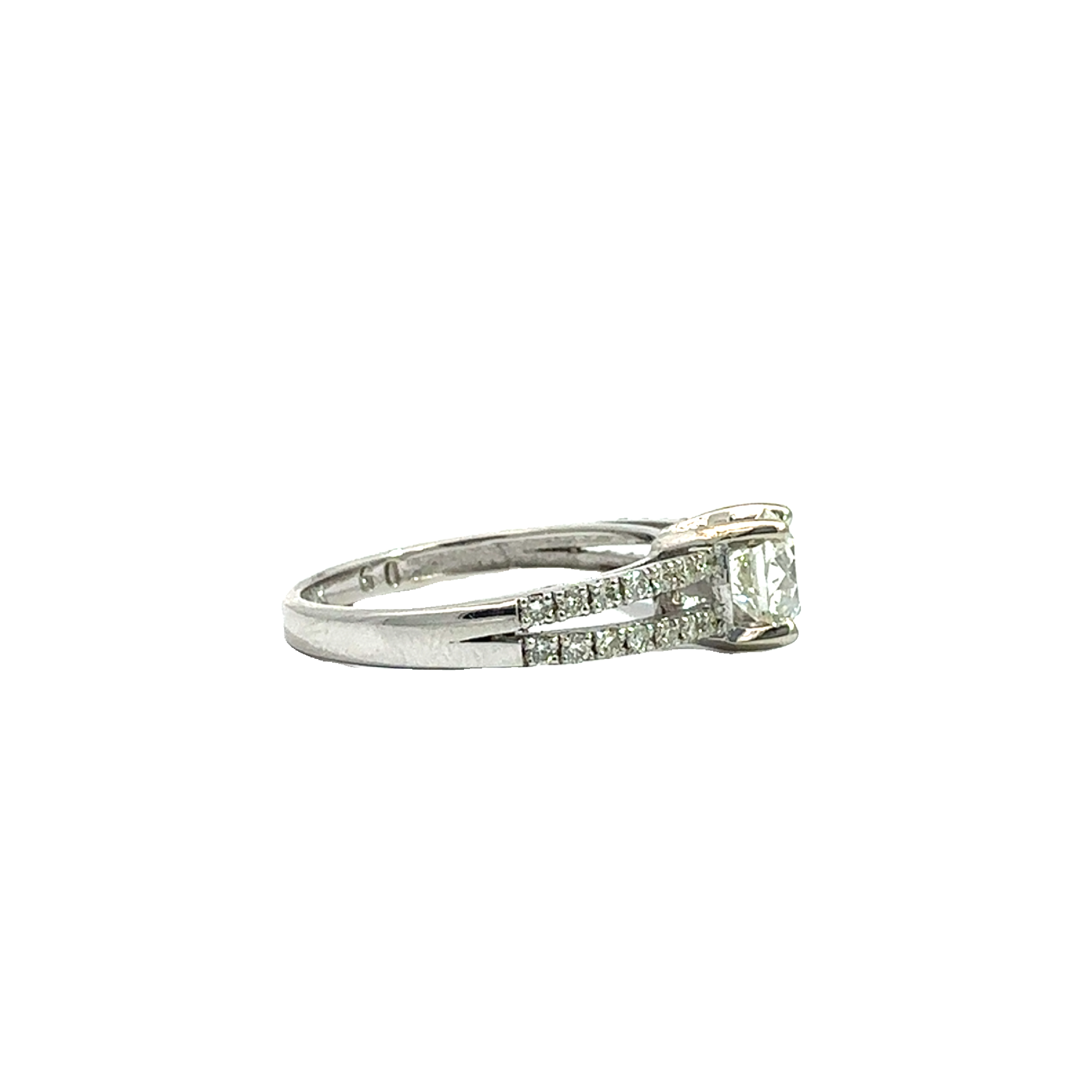 Estate 14k White Gold Round Brilliant Diamond Split Shank Engagement Ring-1.08CTW