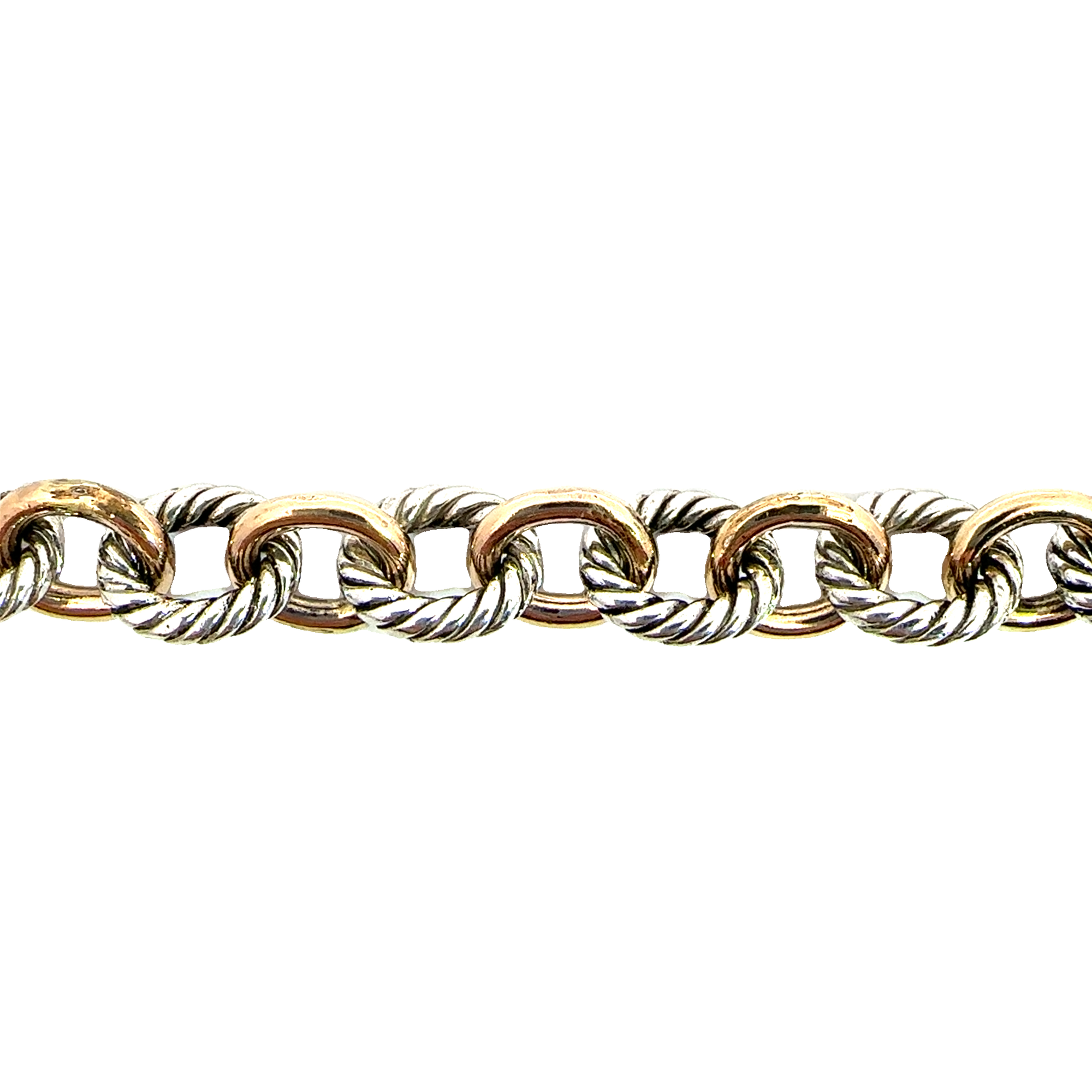 Estate David Yurman Sterling SIlver & 18k Yellow Gold Oval Link Toggle Bracelet 7"