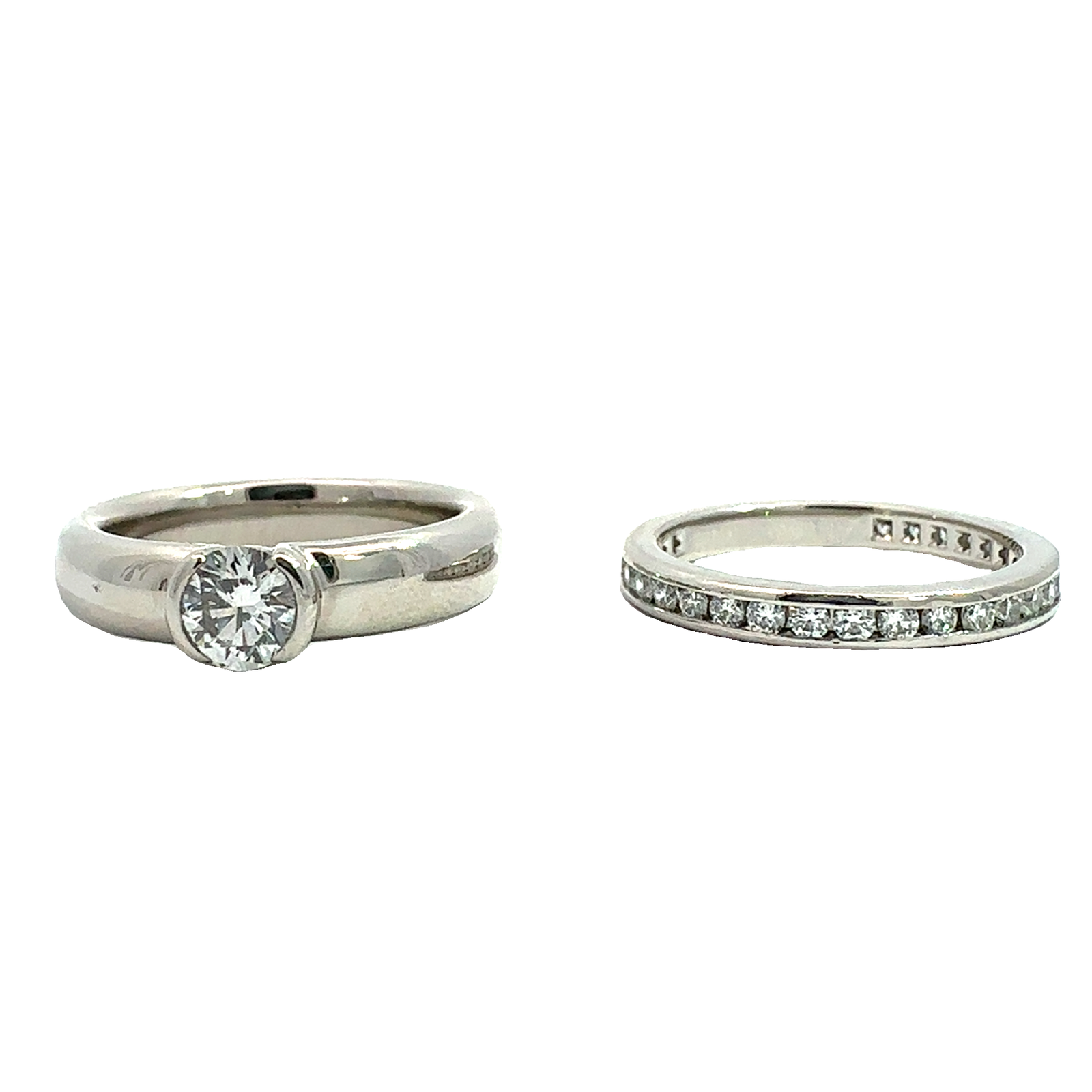 Estate Tiffany & Co Platinum Wedding Ring Set