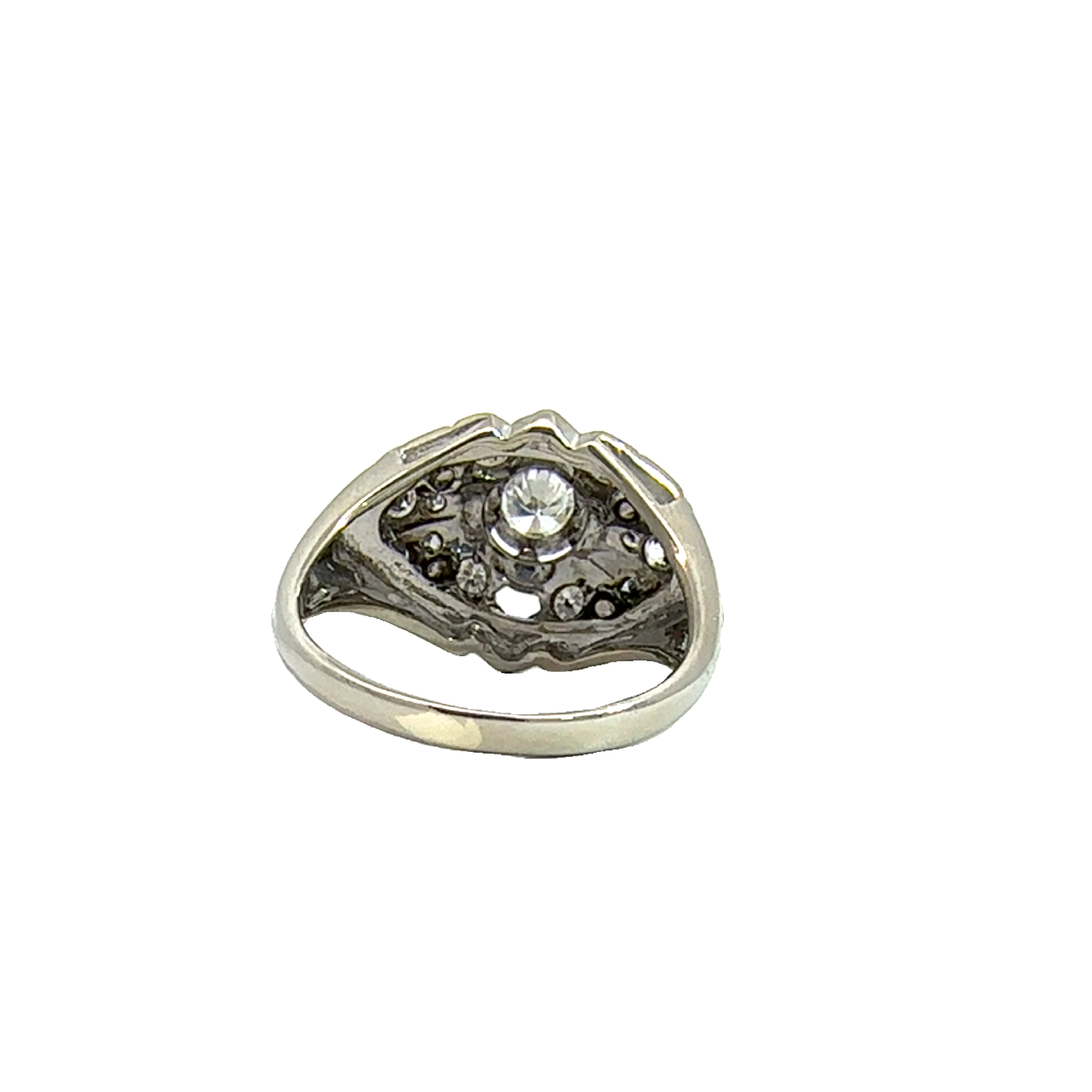 Vintage 14k White Gold Floral 0.98cttw Diamond Ring