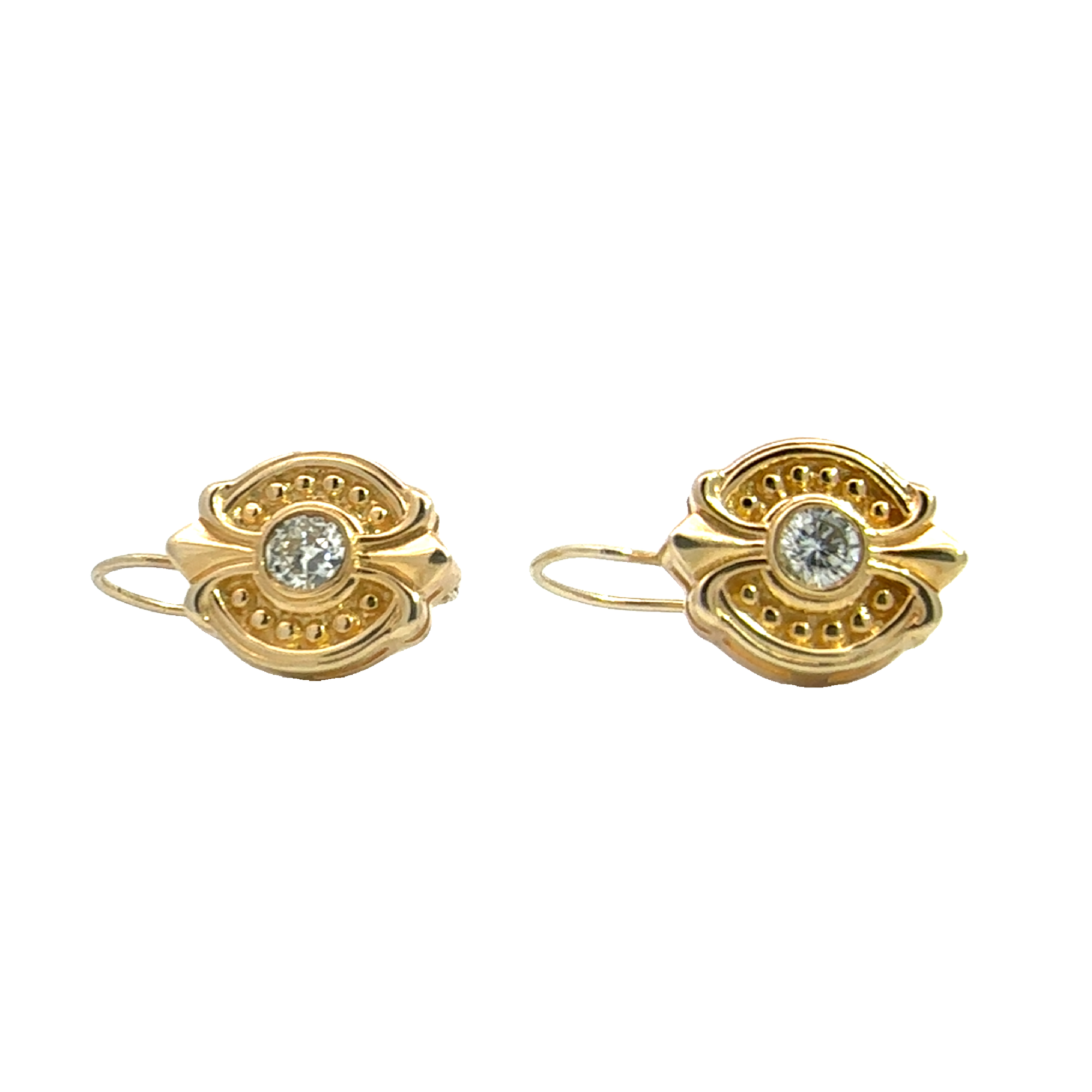 Estate 14k Yellow Gold Bezel Set 0.40cttw Diamond Earrings